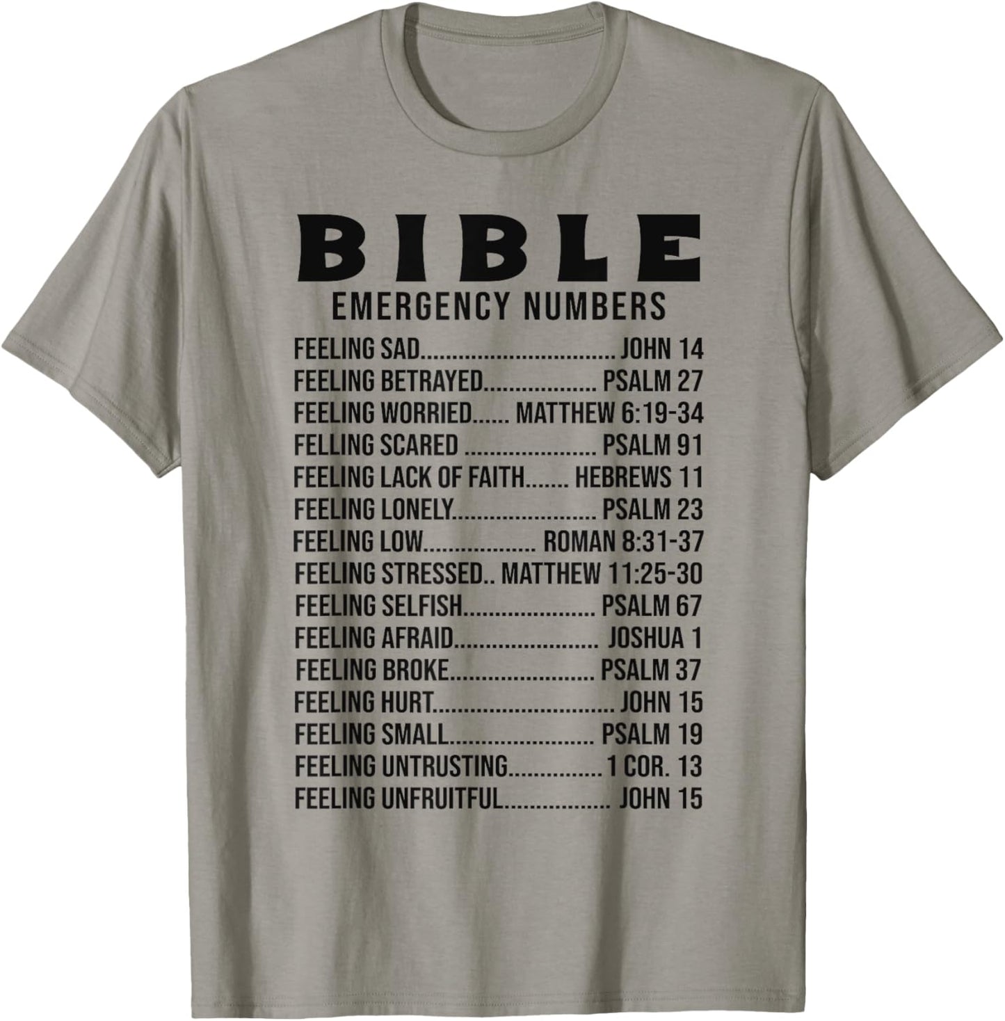 Bible Emergency Numbers Scripture Quotes Men Women T-Shirt - T-Shirt | Sand