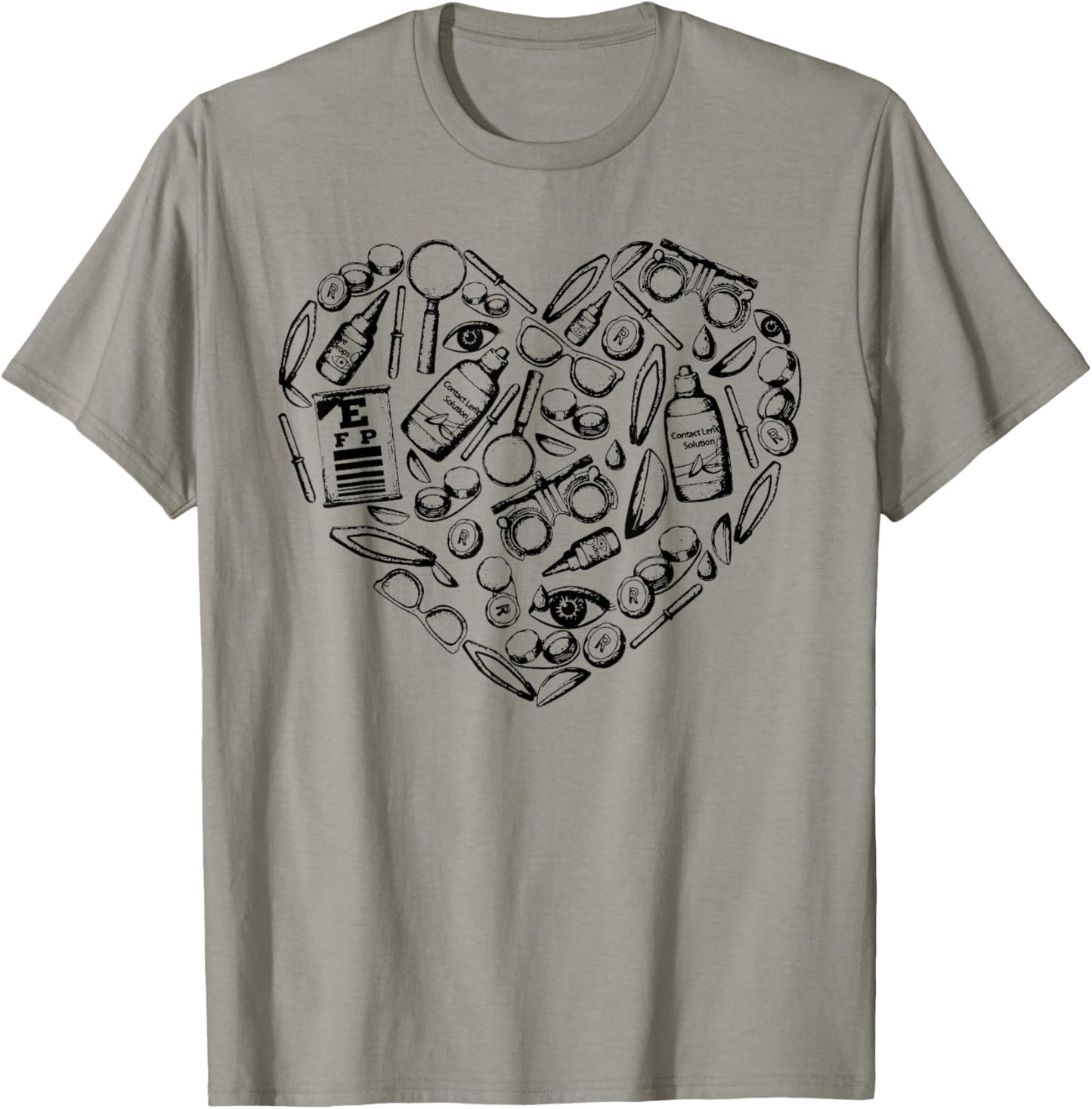 Optometry Symbols Heart, Eyeglasses Spectacles, Optician Lif T-Shirt - T-Shirt | Sand