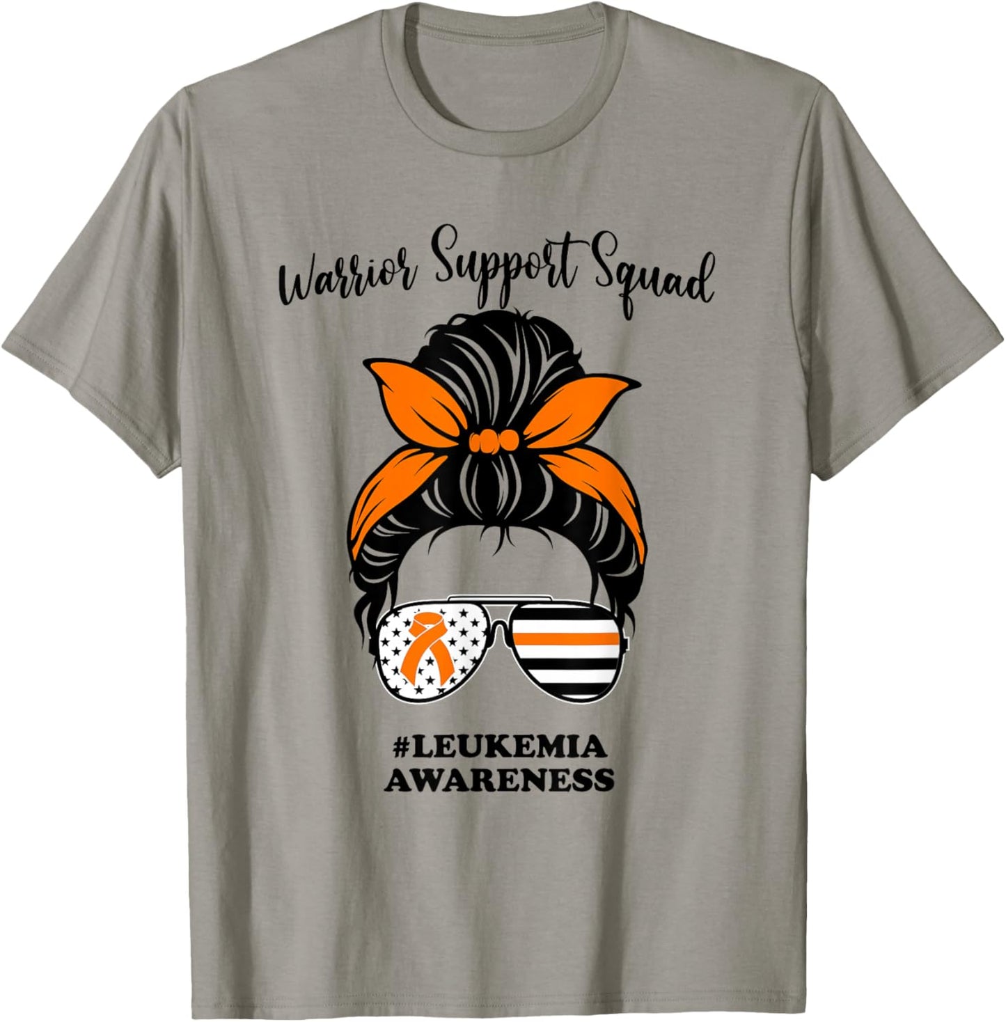 Leukemia Awareness Warrior Support Squad Messy Bun Matching T-Shirt - T-Shirt | Sand