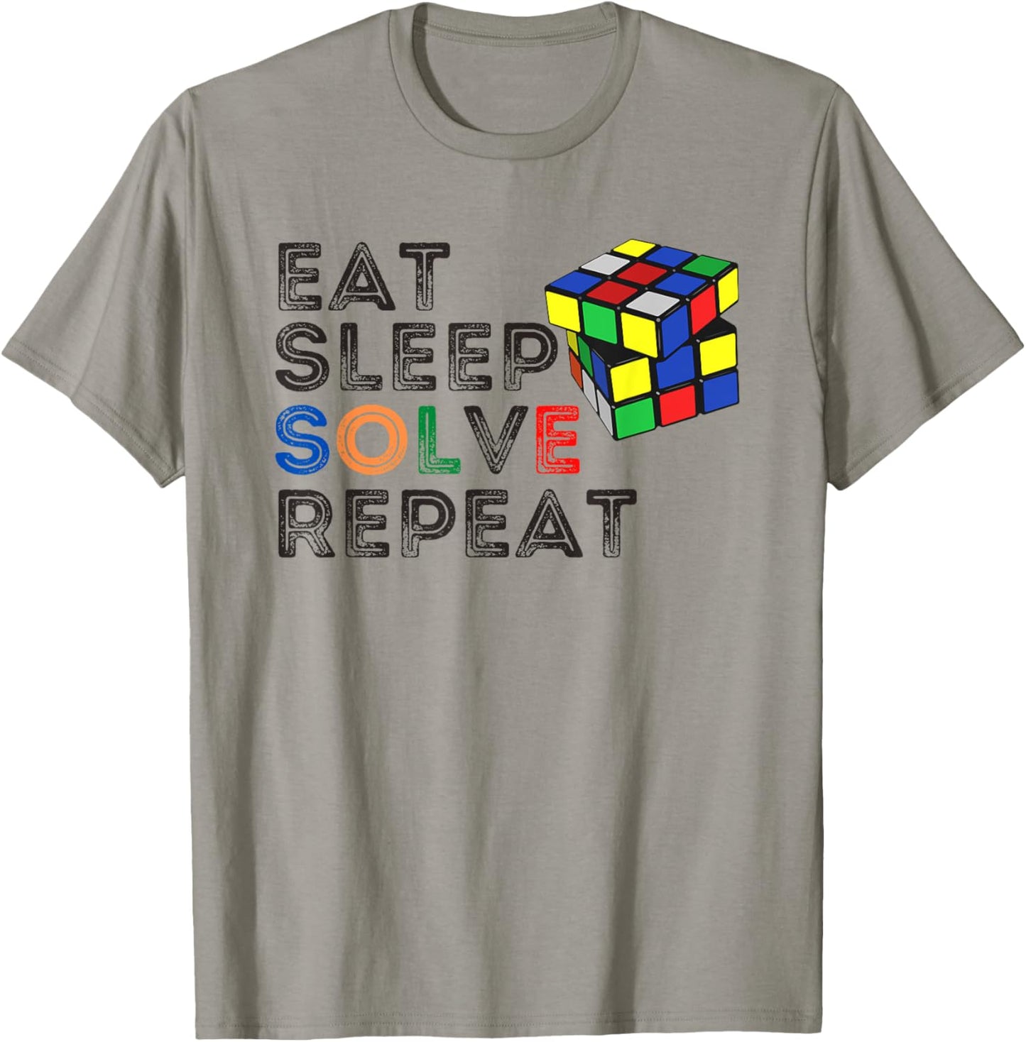 Eat Sleep Solve Repeat Retro Speedcubing Cubing Puzzle Cube T-Shirt - T-Shirt | Sand
