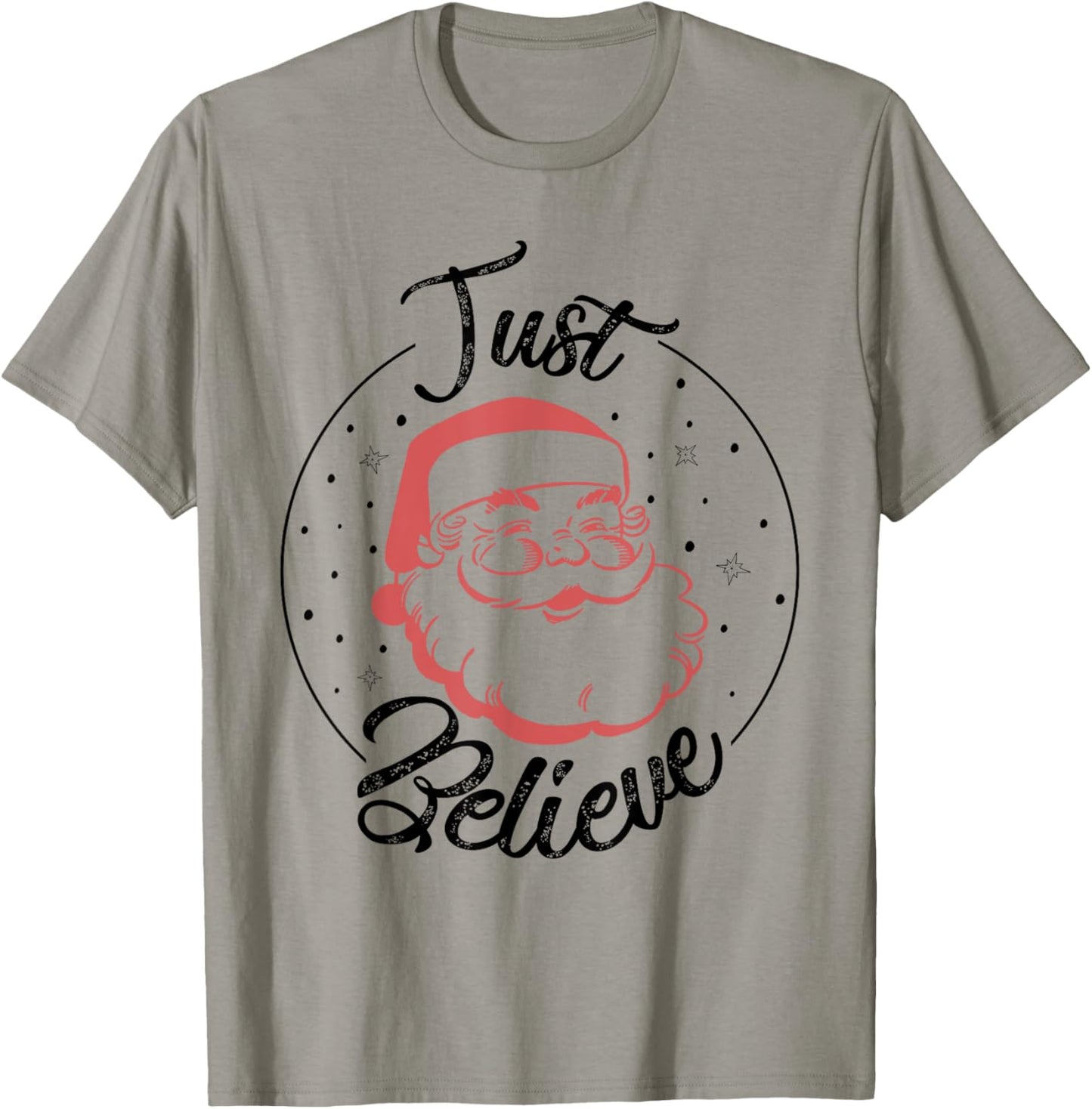 Just Believe Vintage Santa T-Shirt - T-Shirt | Sand