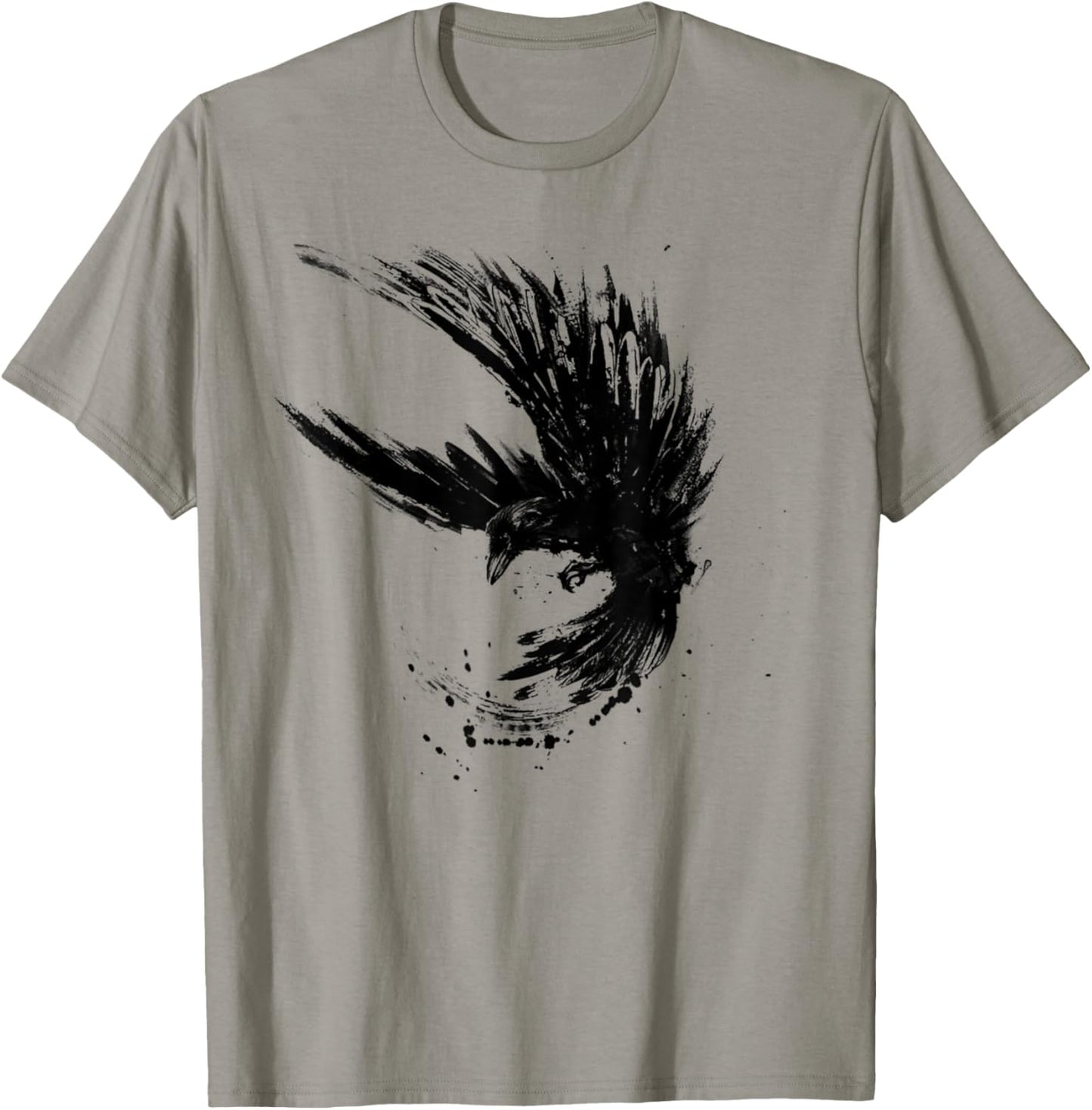 Raven , Crow Raabe Motif, Women's Men's Black T-Shirt - T-Shirt | Sand