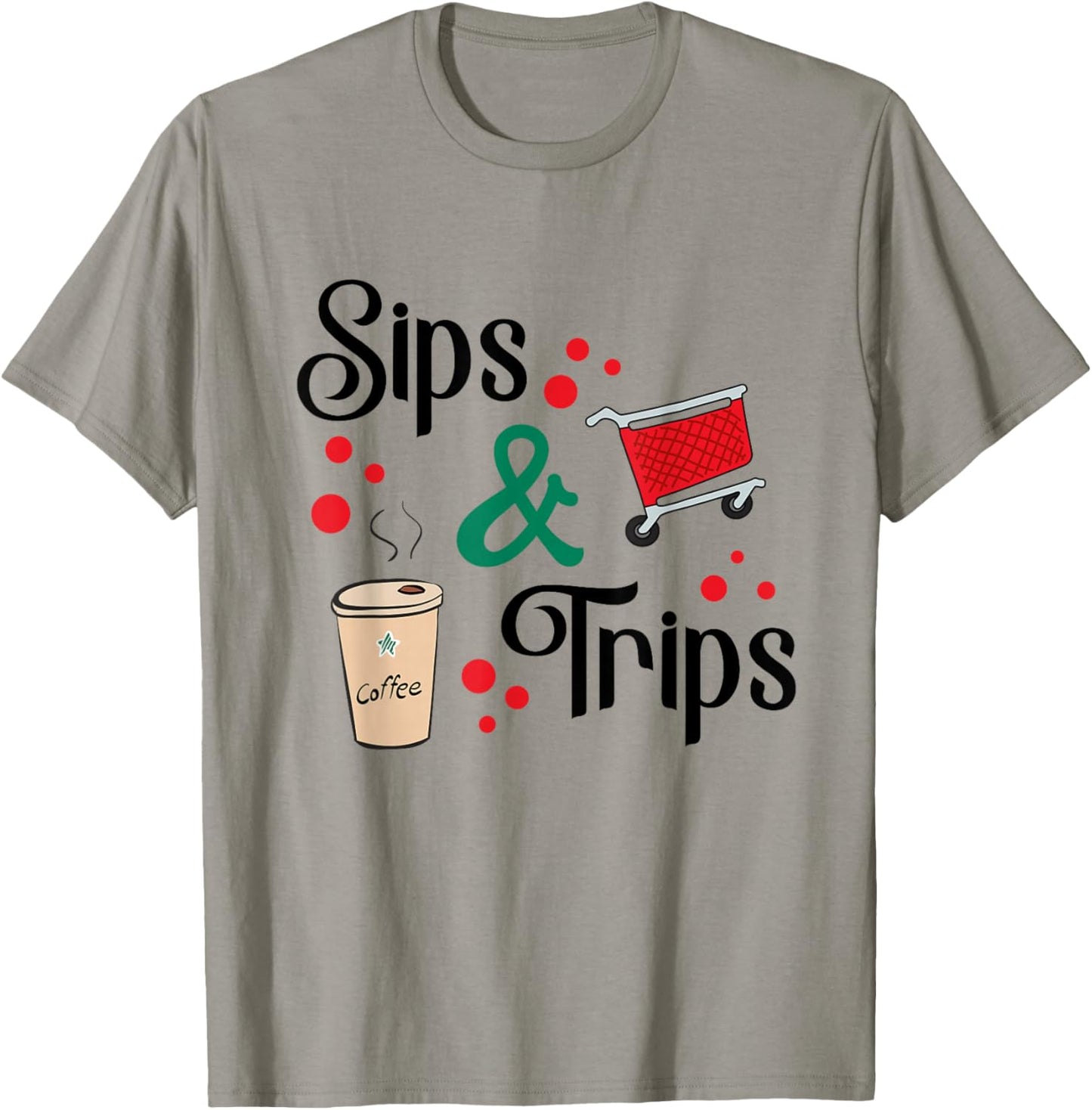 Sips Coffee and Trips shopping Girls T-Shirt - T-Shirt | Sand