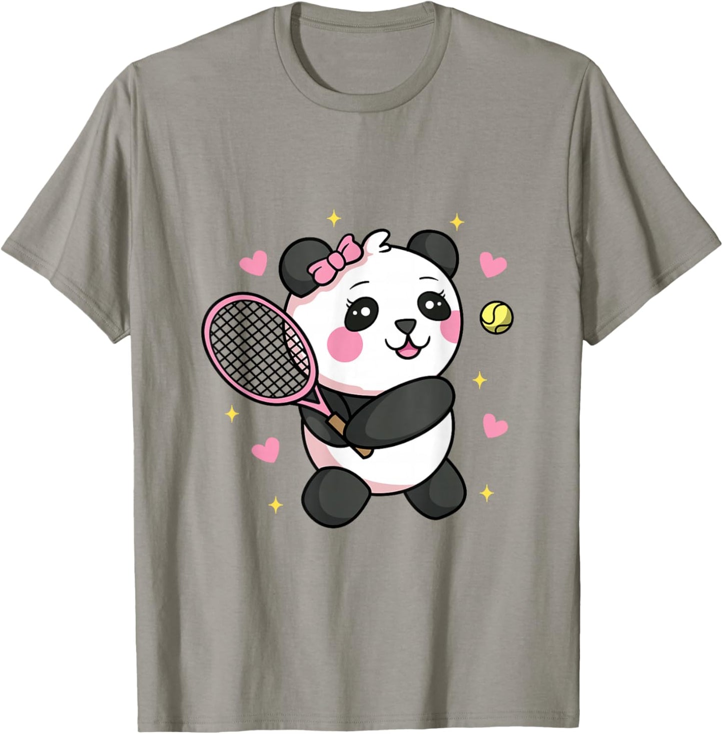 Kawaii Panda Playing Tennis T-Shirt - T-Shirt | Sand