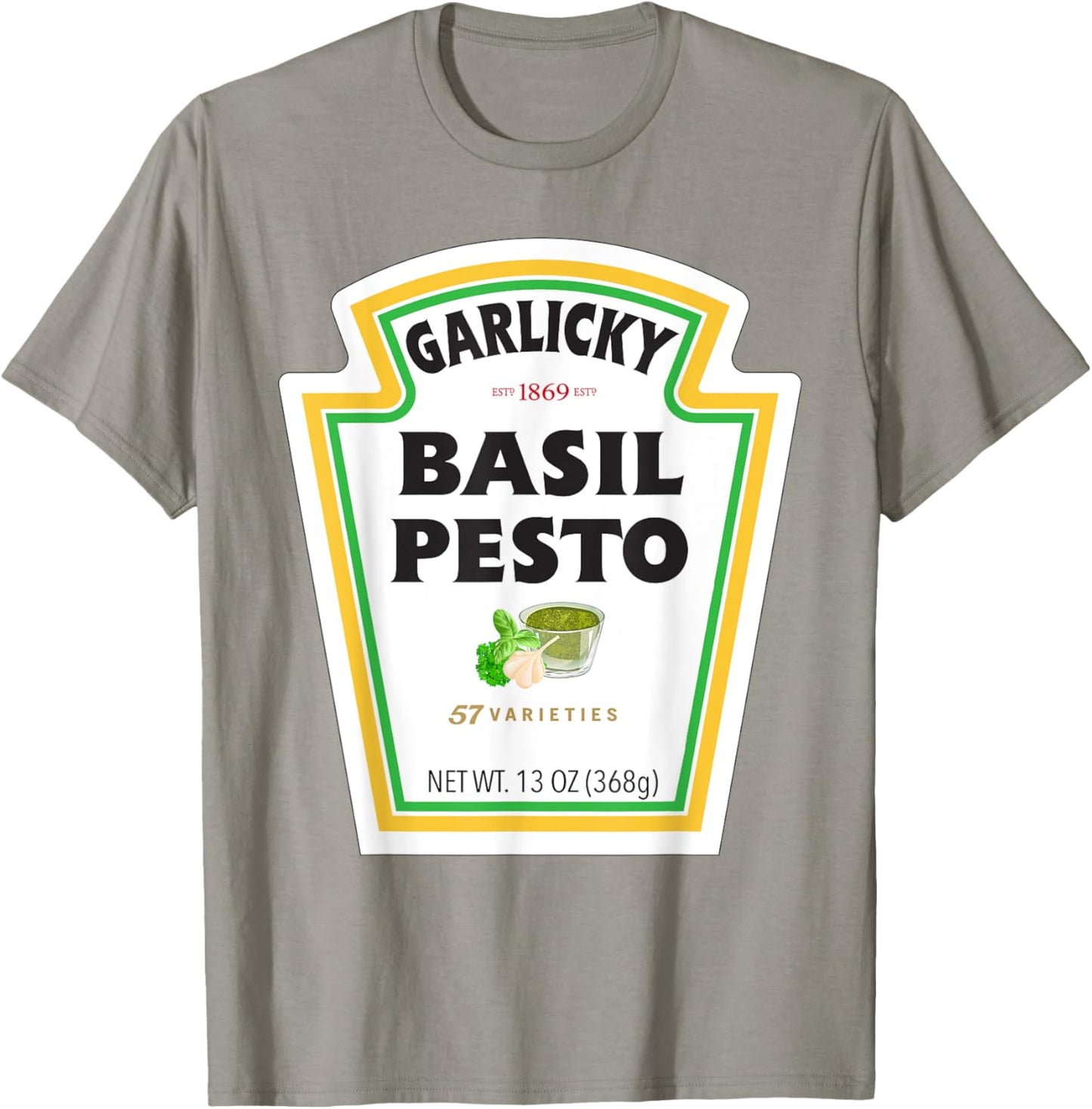 Basil Pesto Sauce Bottle Label Funny Halloween Costume T-Shirt - T-Shirt | Sand