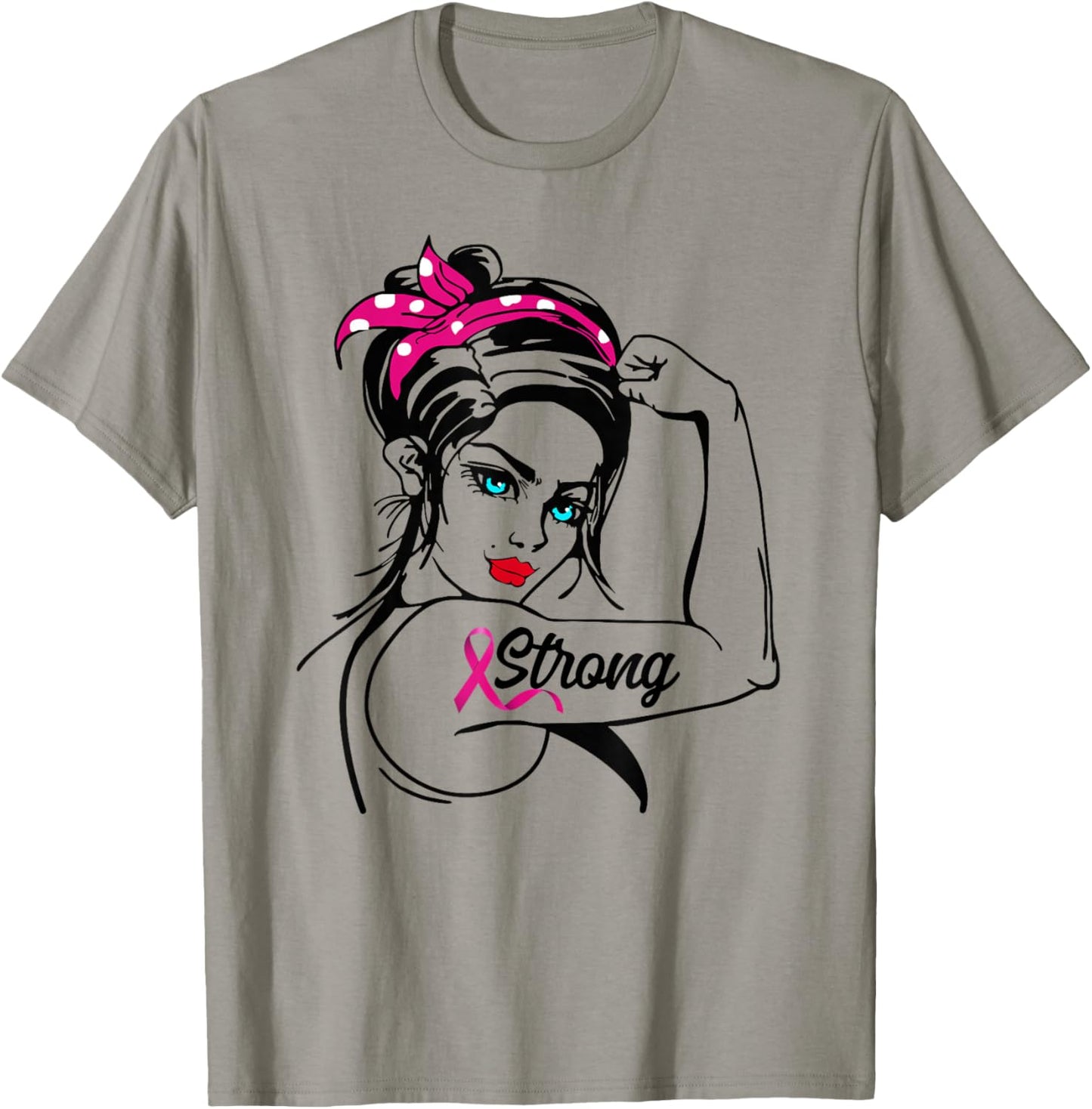 Strong Rosie The Riveter Breast Cancer Awareness T-Shirt - T-Shirt | Sand