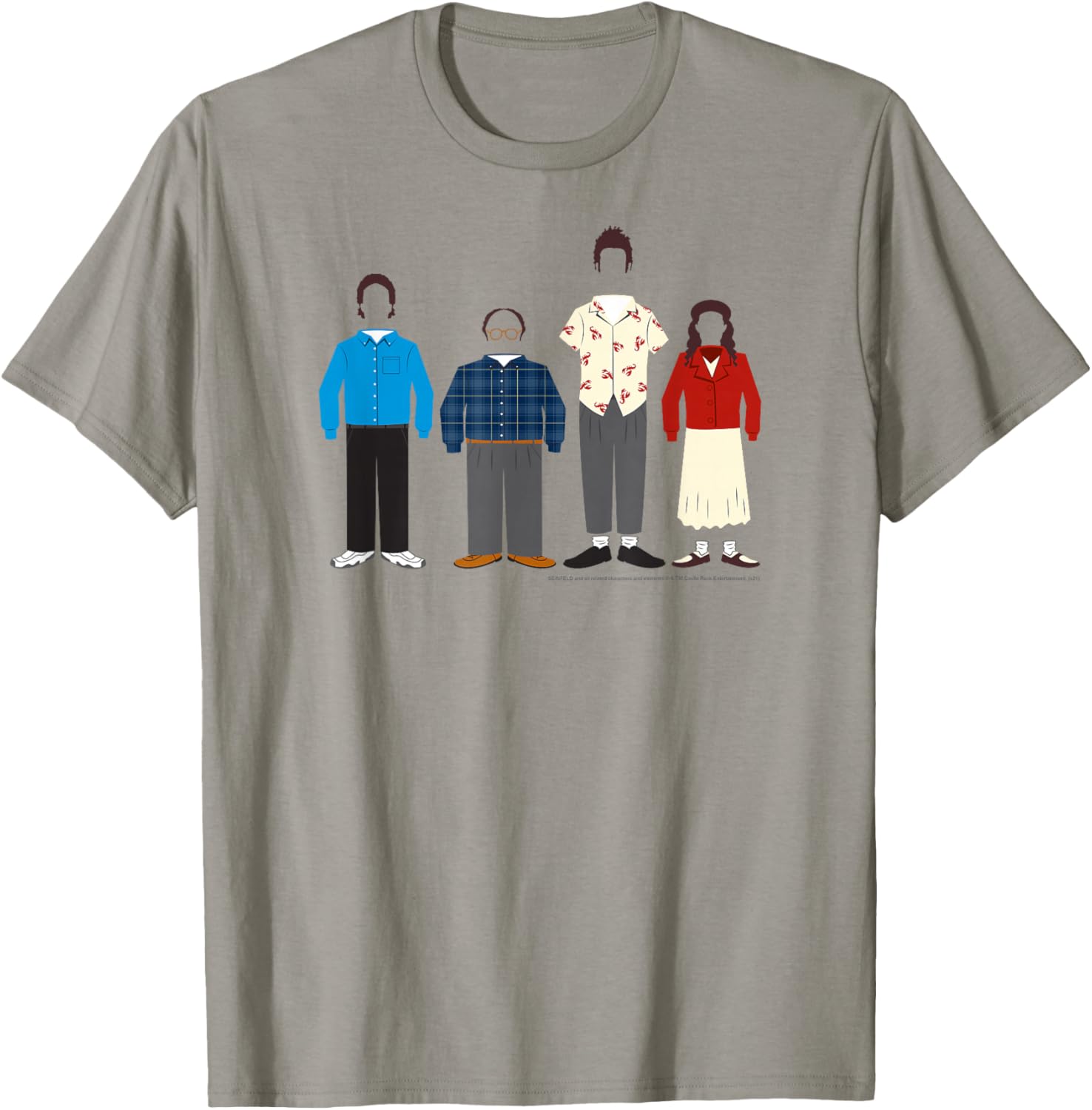 Seinfeld Cast Outlines with Outfits Funny 90's TV Show T-Shirt - T-Shirt | Sand