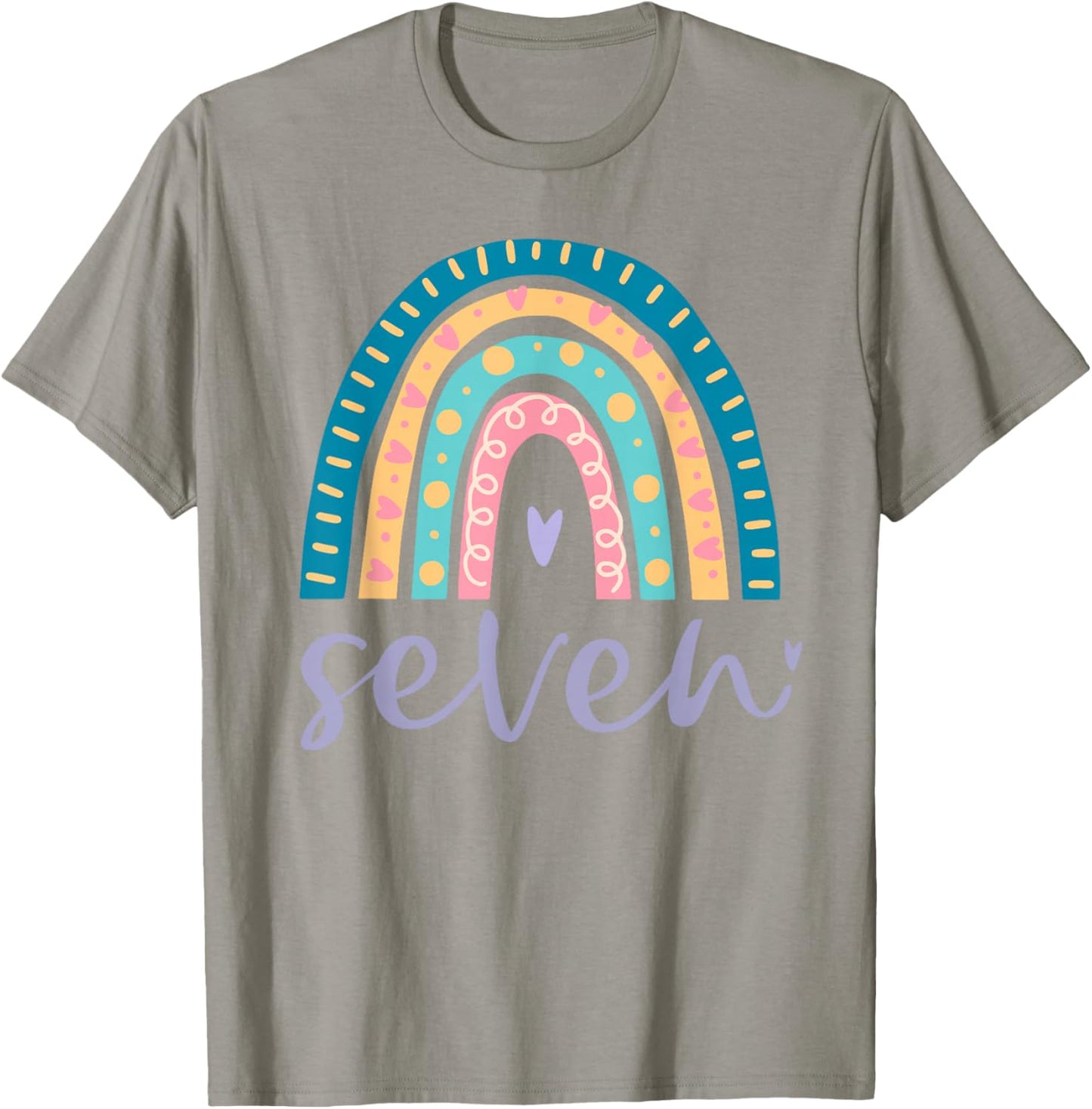 Seven Year Old Rainbow 7th Birthday Gifts for Girls 7 Bday T-Shirt - T-Shirt | Sand