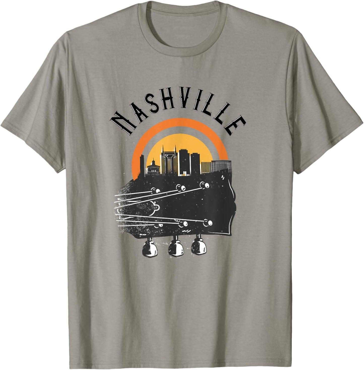 Nashville Cute / Love Country Music Guitar City Skyline T-Shirt - T-Shirt | Sand