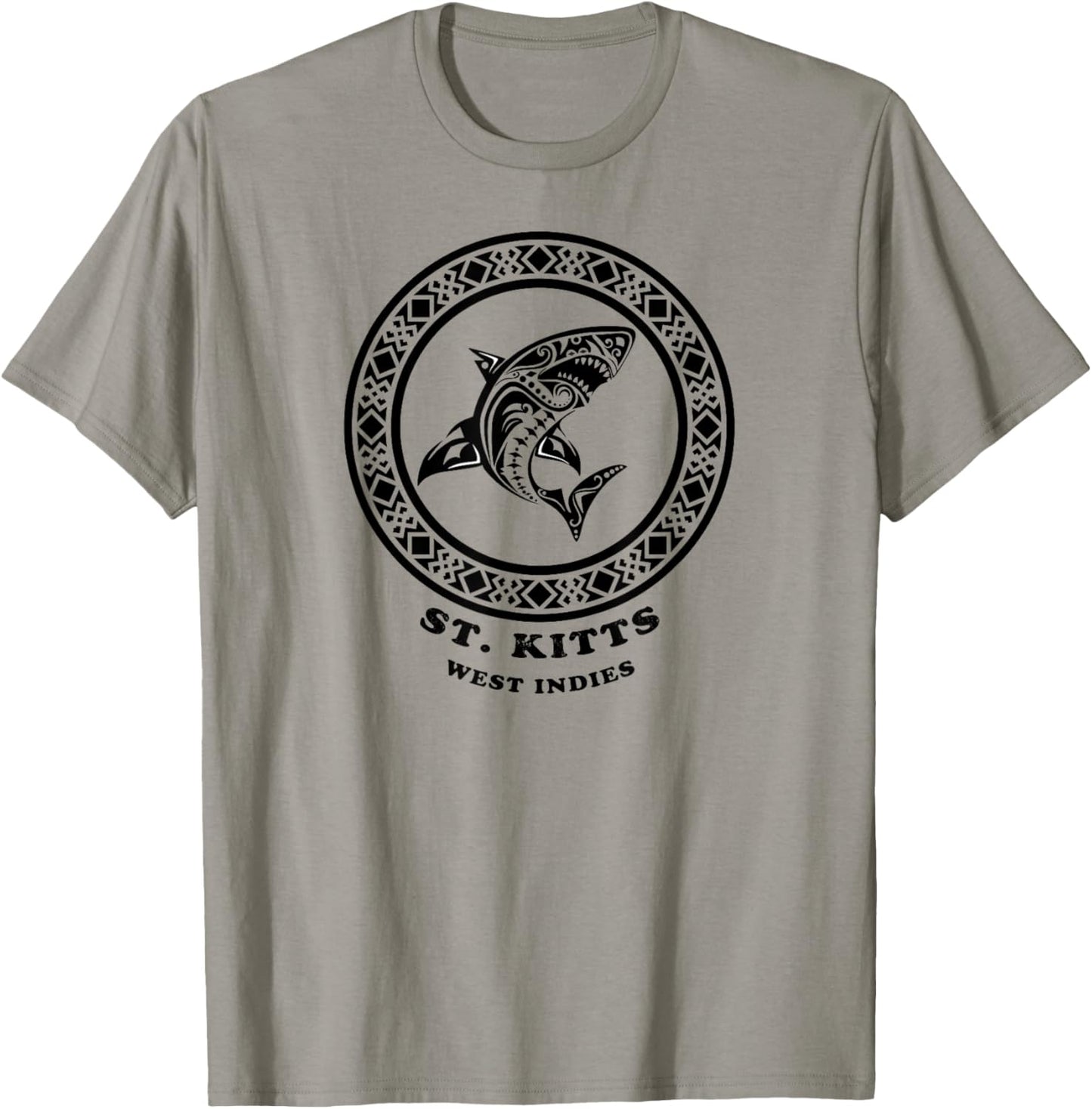 St. Kitts, West Indies Vintage Retro Tribal Shark Vacation T-Shirt - T-Shirt | Sand