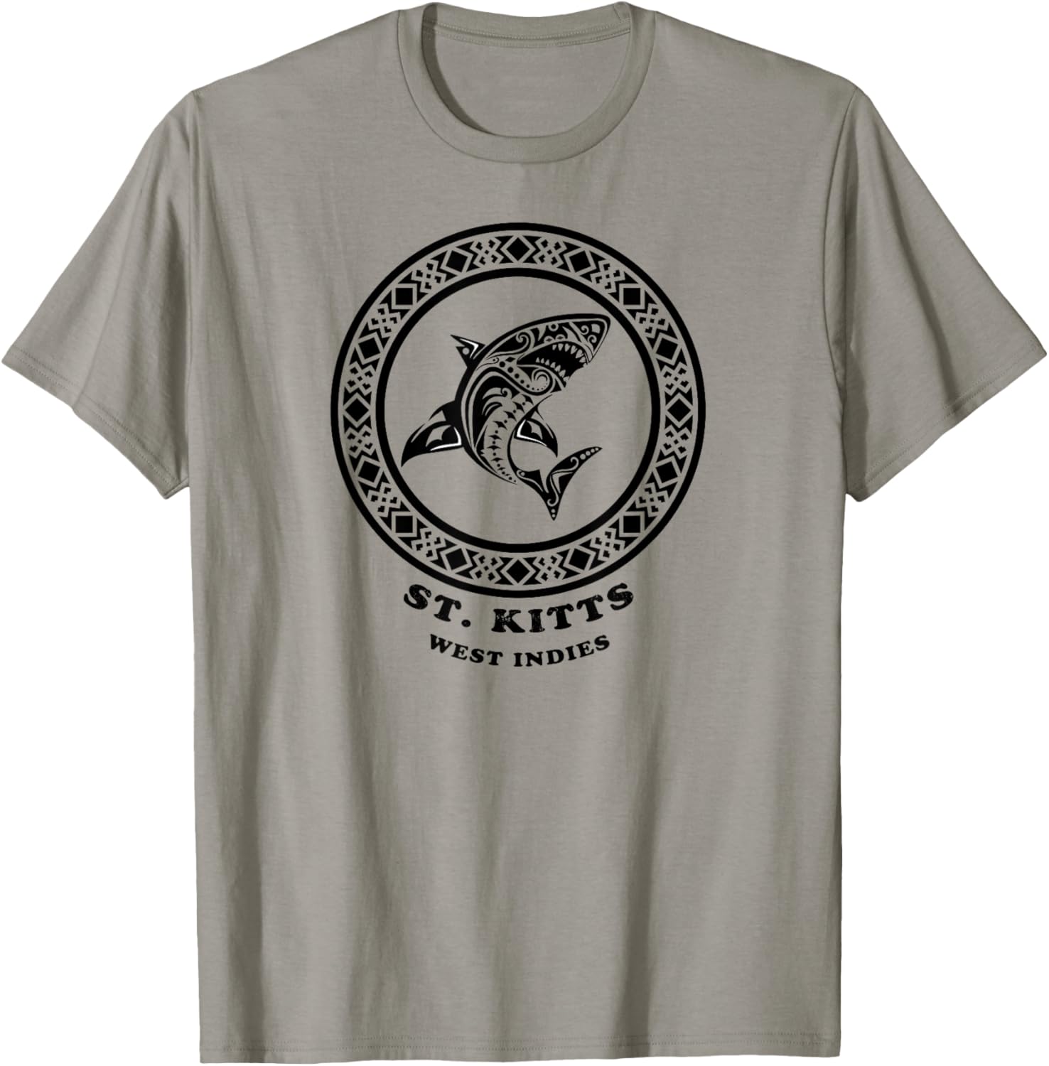 St. Kitts, West Indies Vintage Retro Tribal Shark Vacation T-Shirt - T-Shirt | Sand