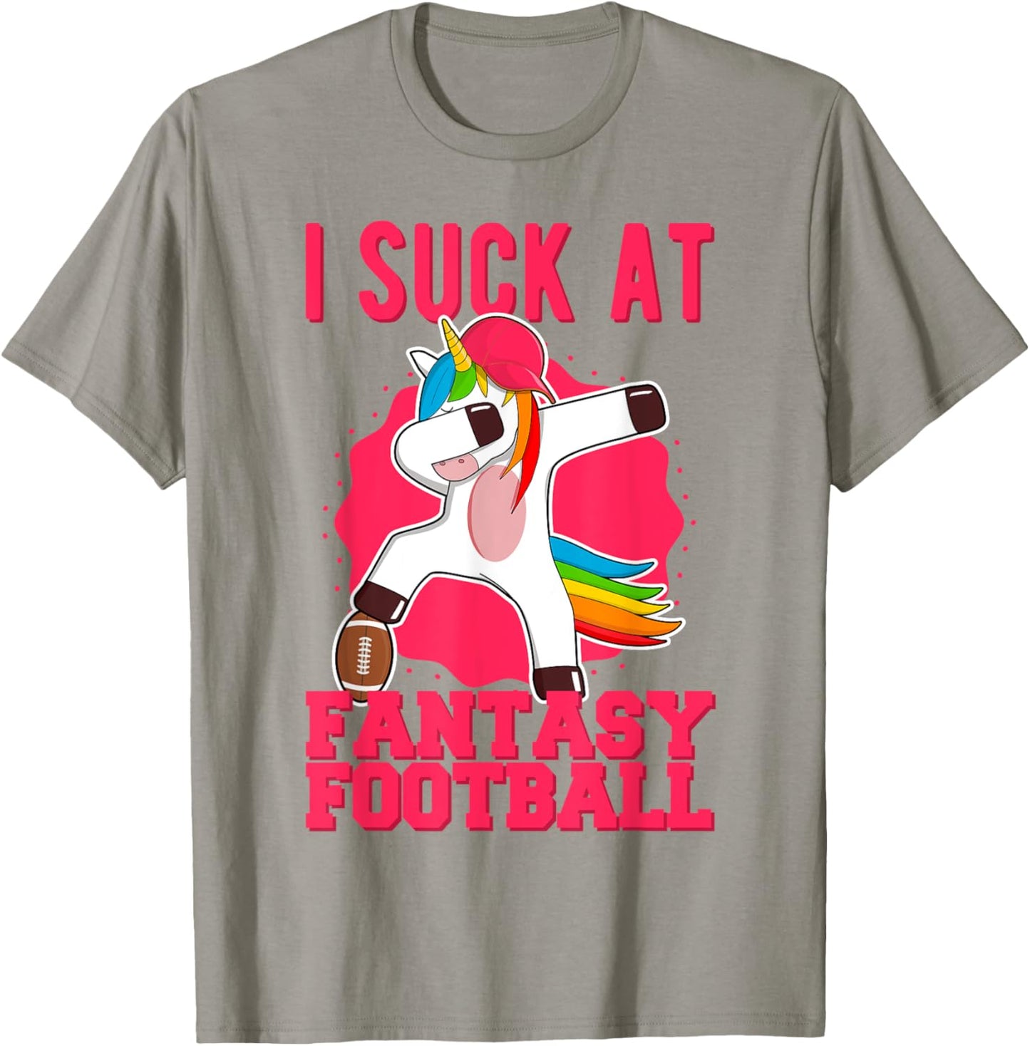 I Suck At Fantasy Football Punishment Loose Dabbing Unicorn T-Shirt - T-Shirt | Sand