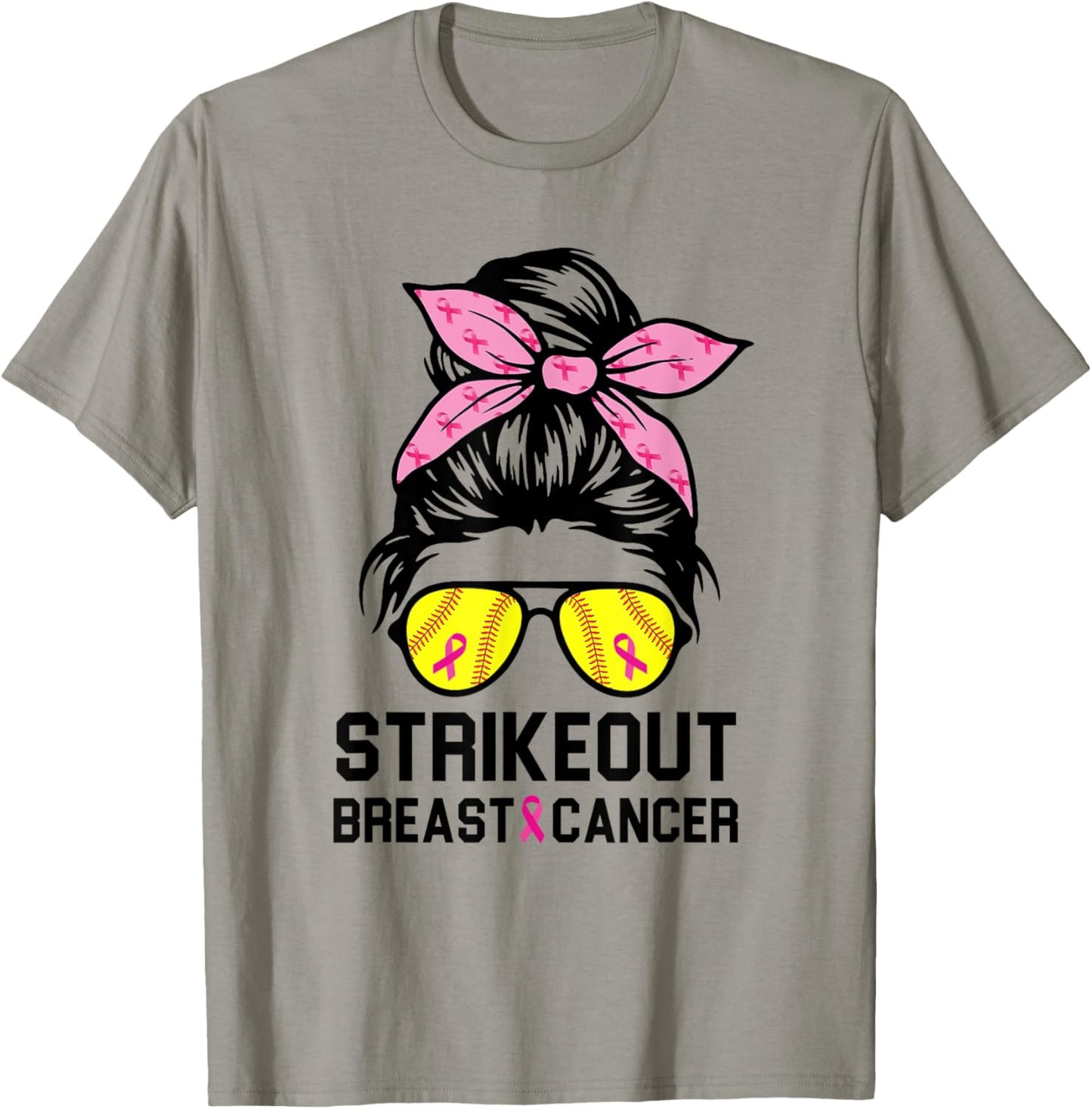 Strike Out Breast Cancer Awareness Softball Mom Women T-Shirt - T-Shirt | Sand