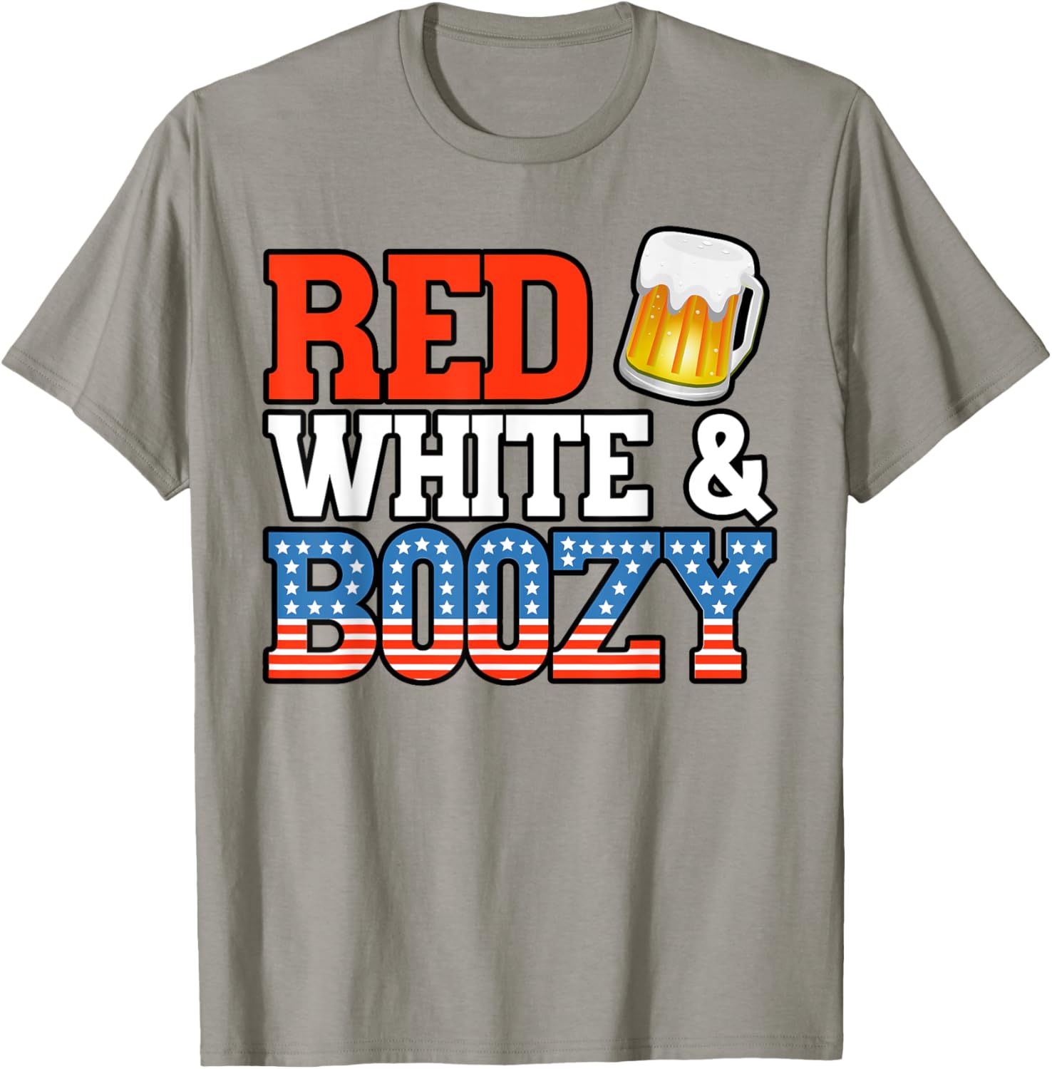 Red White and Boozy Funny 4th of July Drinking Crew Party T-Shirt - T-Shirt | Sand