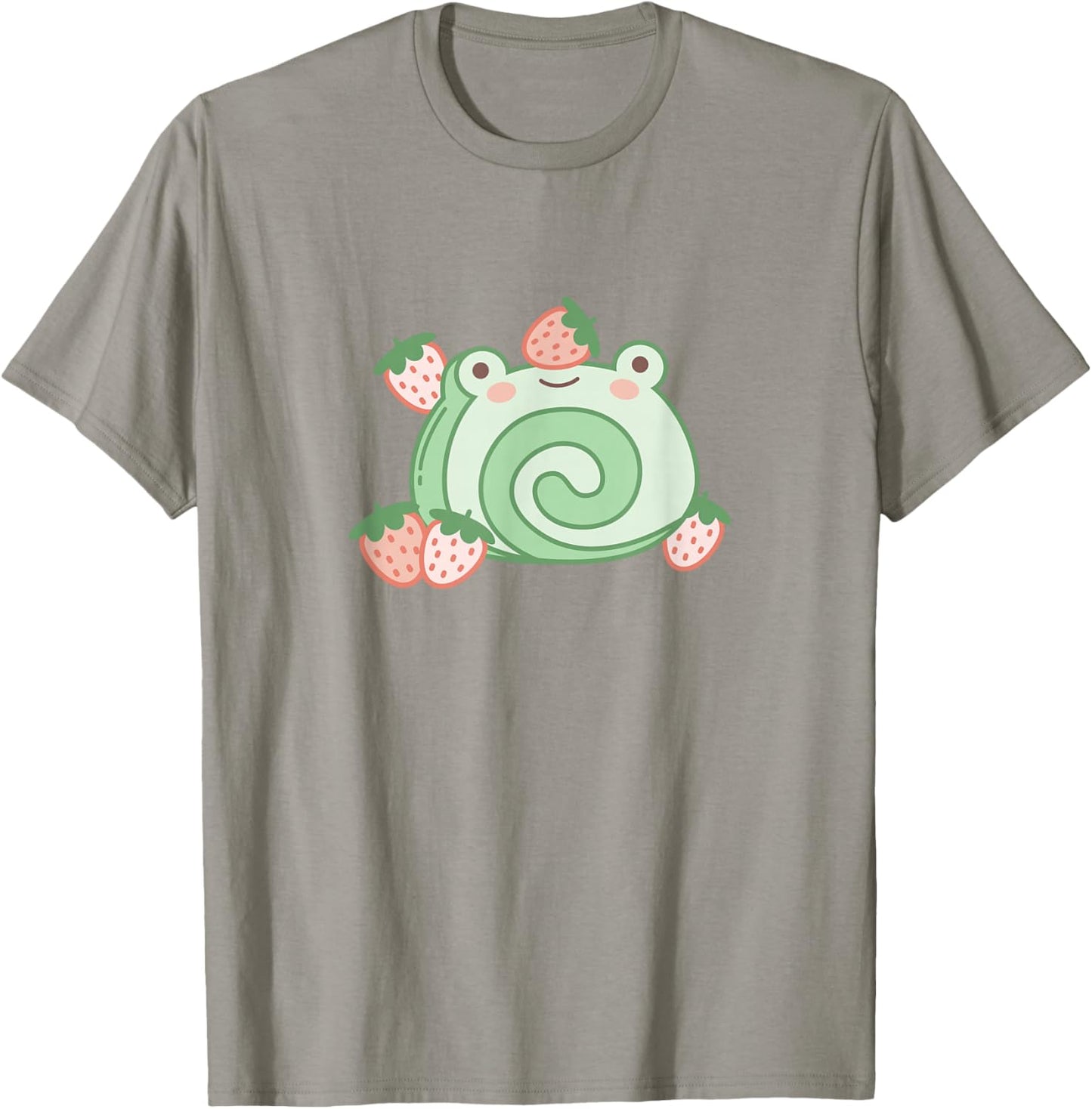 Cute Frog Strawberry Cake Kawaii Aesthetic Pink T-Shirt - T-Shirt | Sand