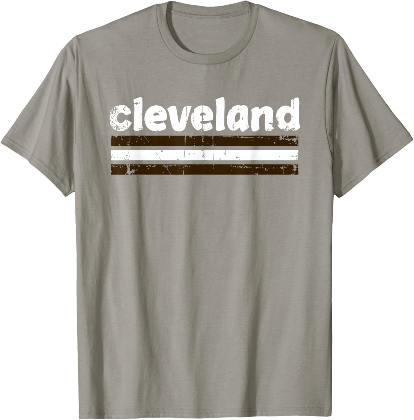 Cleveland Ohio Three Stripe Vintage Weathered T-Shirt - T-Shirt | Sand