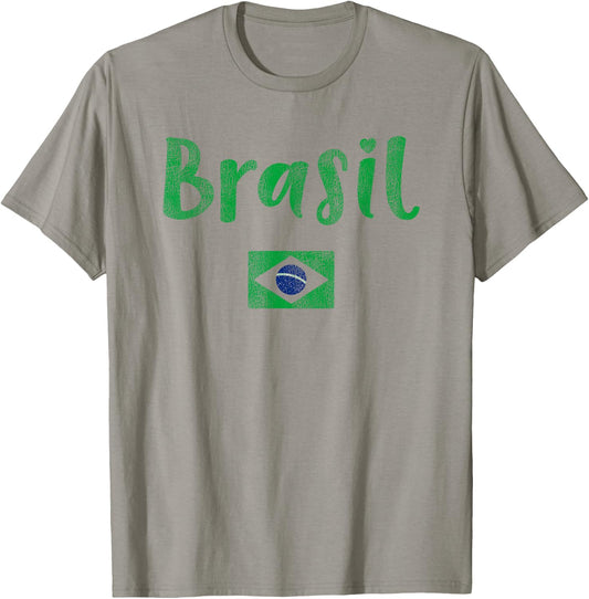 Retro Brazilian Flag of Brazil Souvenir Brasil Girls Women T-Shirt - T-Shirt | Sand