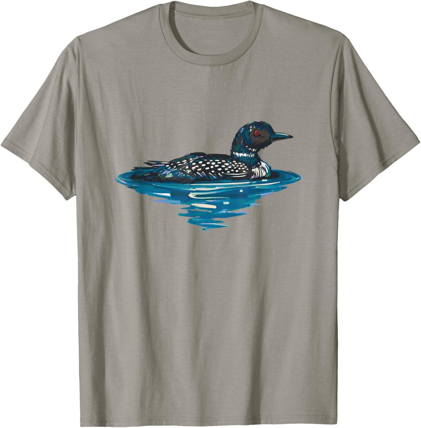 Loon Bird Painting Duck Lake T-Shirt - T-Shirt | Sand