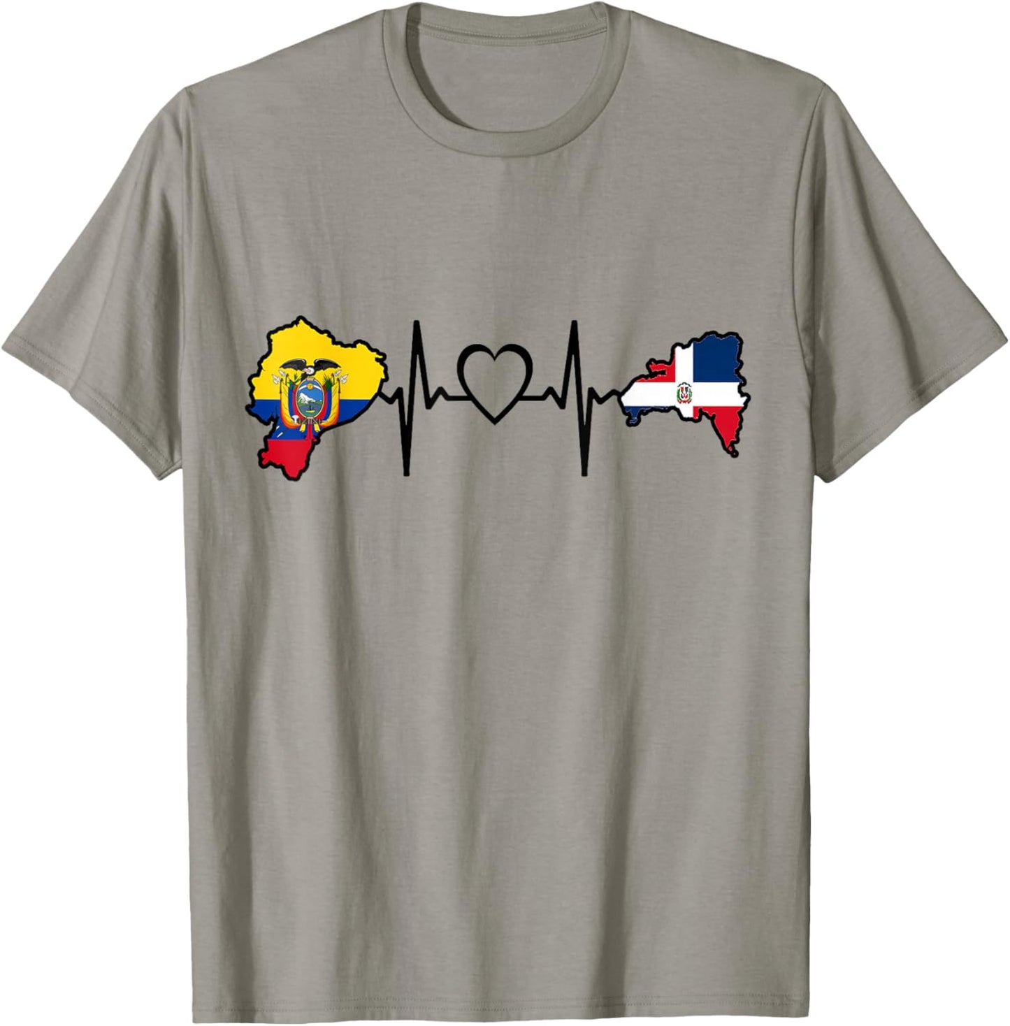Dominican Ecuadorian Heartbeat Ecuador Flag Heritage T-Shirt - T-Shirt | Sand