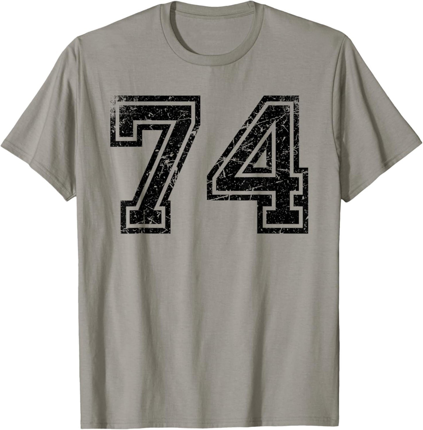Vintage Number #74 Black Sports Team Number T-Shirt - T-Shirt | Sand