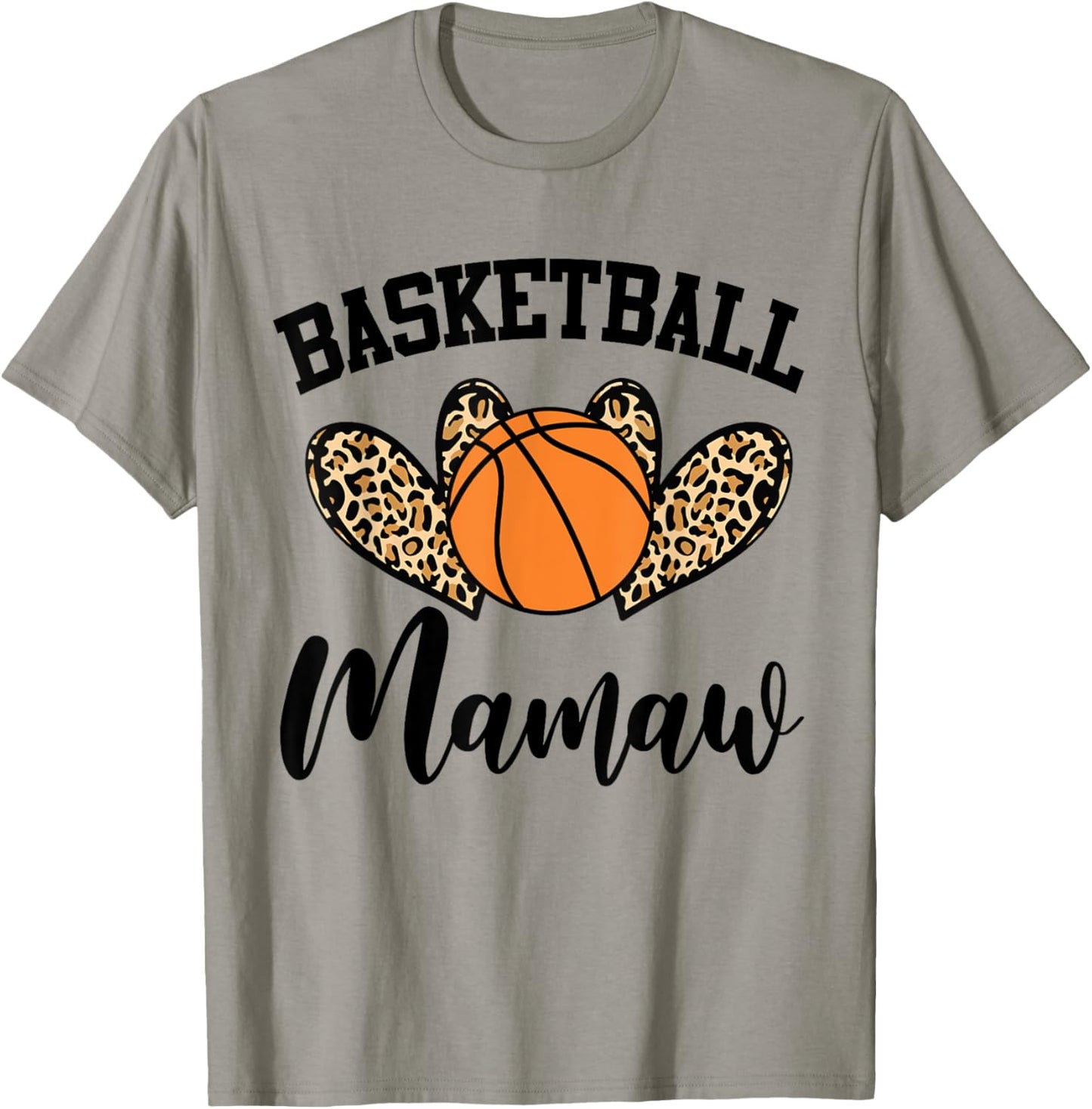Basketball Mamaw Leopard Heart Funny T-Shirt - T-Shirt | Sand
