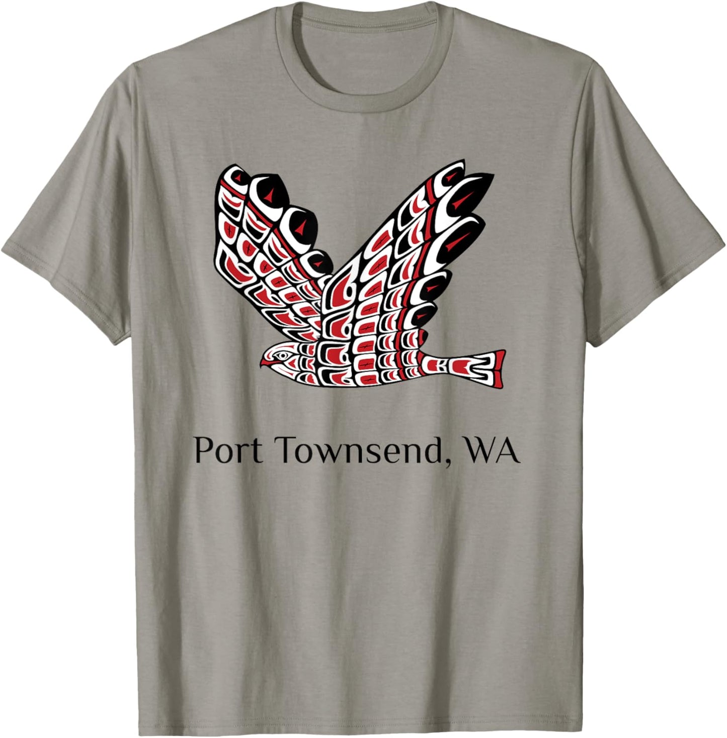 Port Townsend WA Red Tail Hawk Native American Indian T-Shirt - T-Shirt | Sand