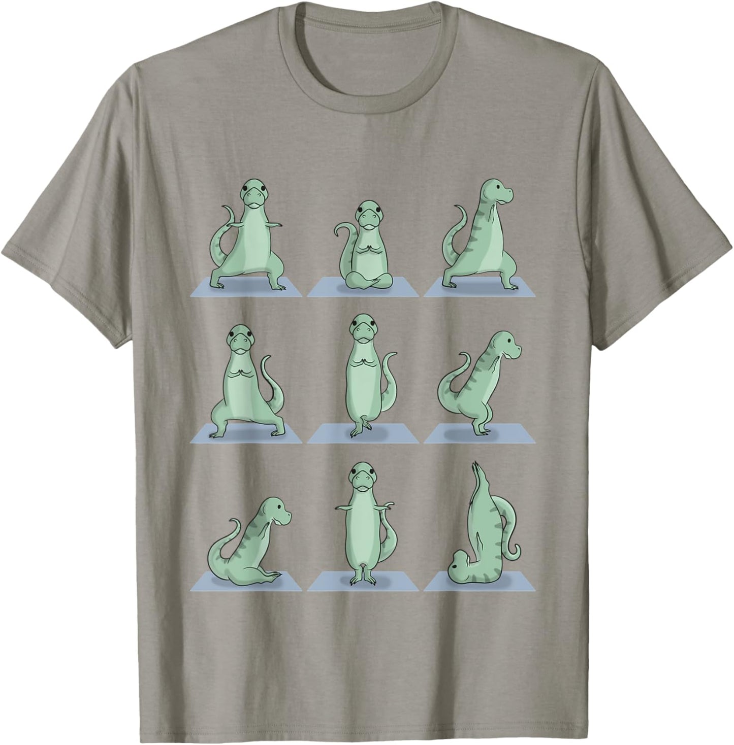 Tyrannosaurus T-Rex Dinosaur Yoga Pose Zen Exercise Yogi T-Shirt - T-Shirt | Sand