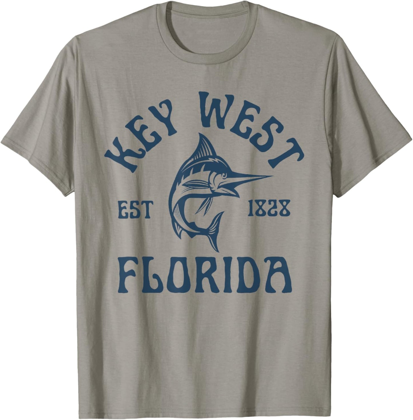 Key West Florida Fishing Marlin Travel Keys Fish Beach Men Women Kids T-Shirt - T-Shirt | Sand