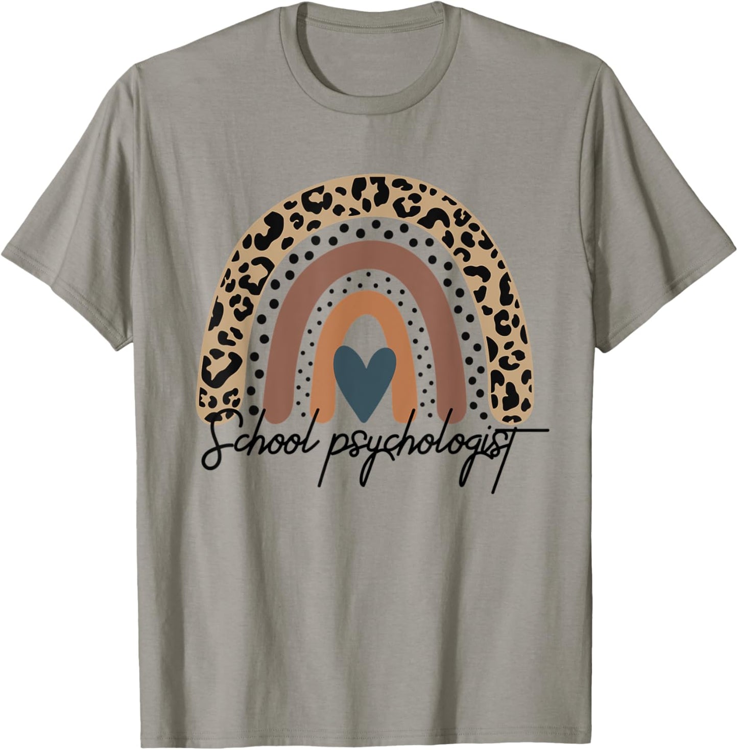 School Psychologist Leopard Rainbow Psychology T-Shirt - T-Shirt | Sand
