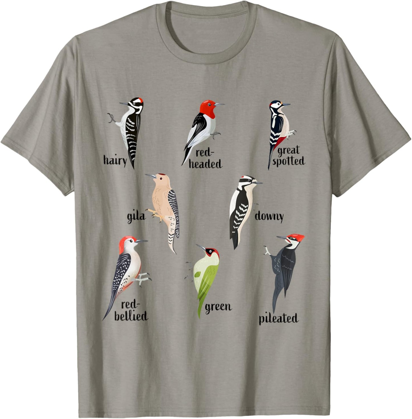 Types of Woodpecker Bird watching Wildlife T-Shirt - T-Shirt | Sand