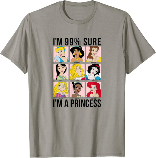 Disney Princess Group Box I'm 99% Sure I'm A Princess T-Shirt - T-Shirt | Sand