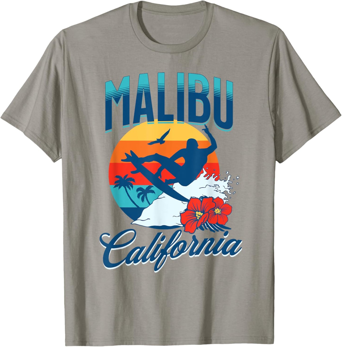 Malibu California Beach Surf Summer Vacation Vintage T-Shirt - T-Shirt | Sand