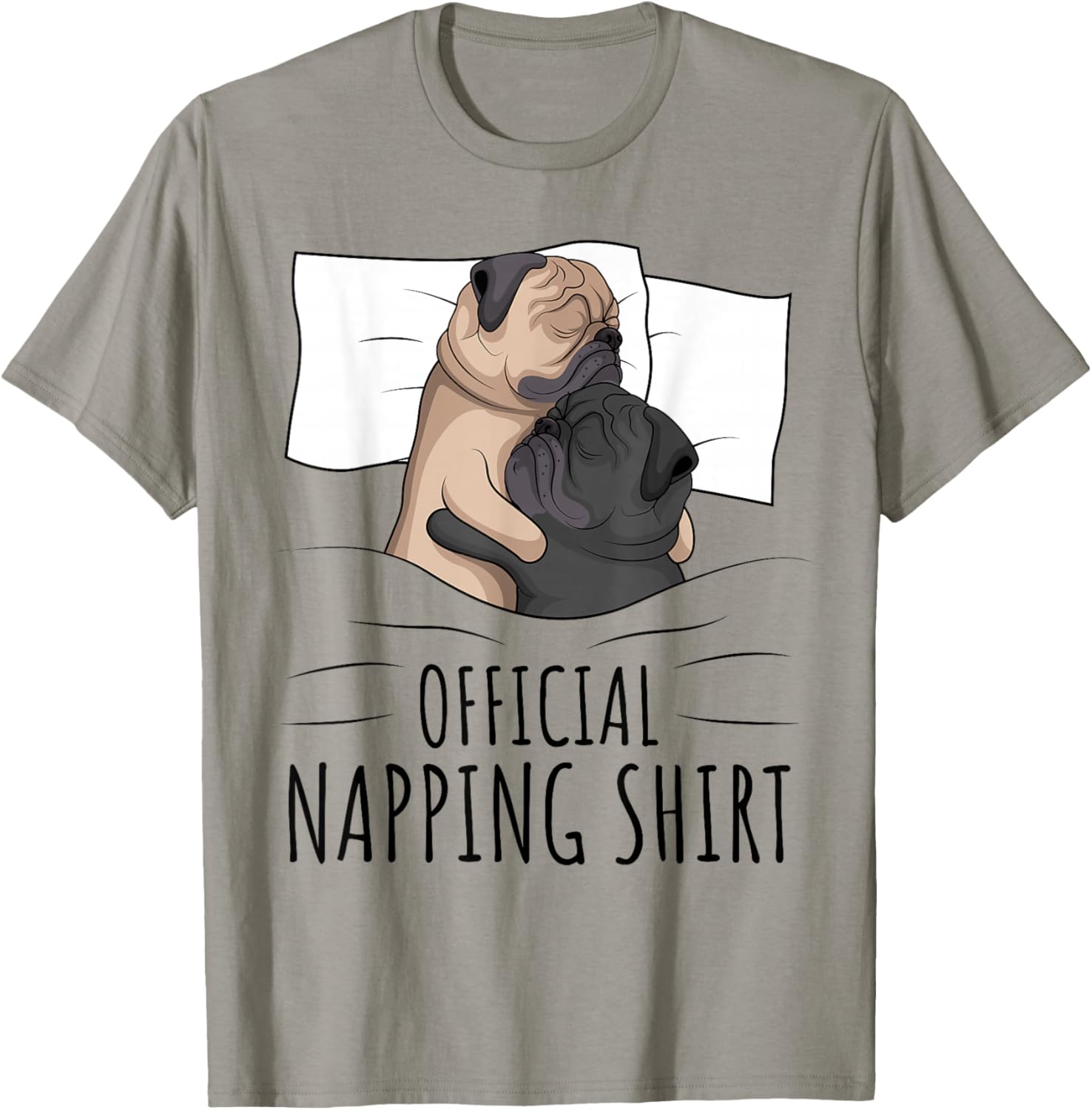 Sleeping Pug Lover Dog Official Napping T-Shirt - T-Shirt | Sand