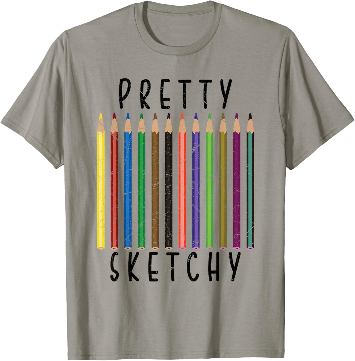 Funny Pretty Sketchy Fun Art Lover Colored Pencils Artists T-Shirt - T-Shirt | Sand