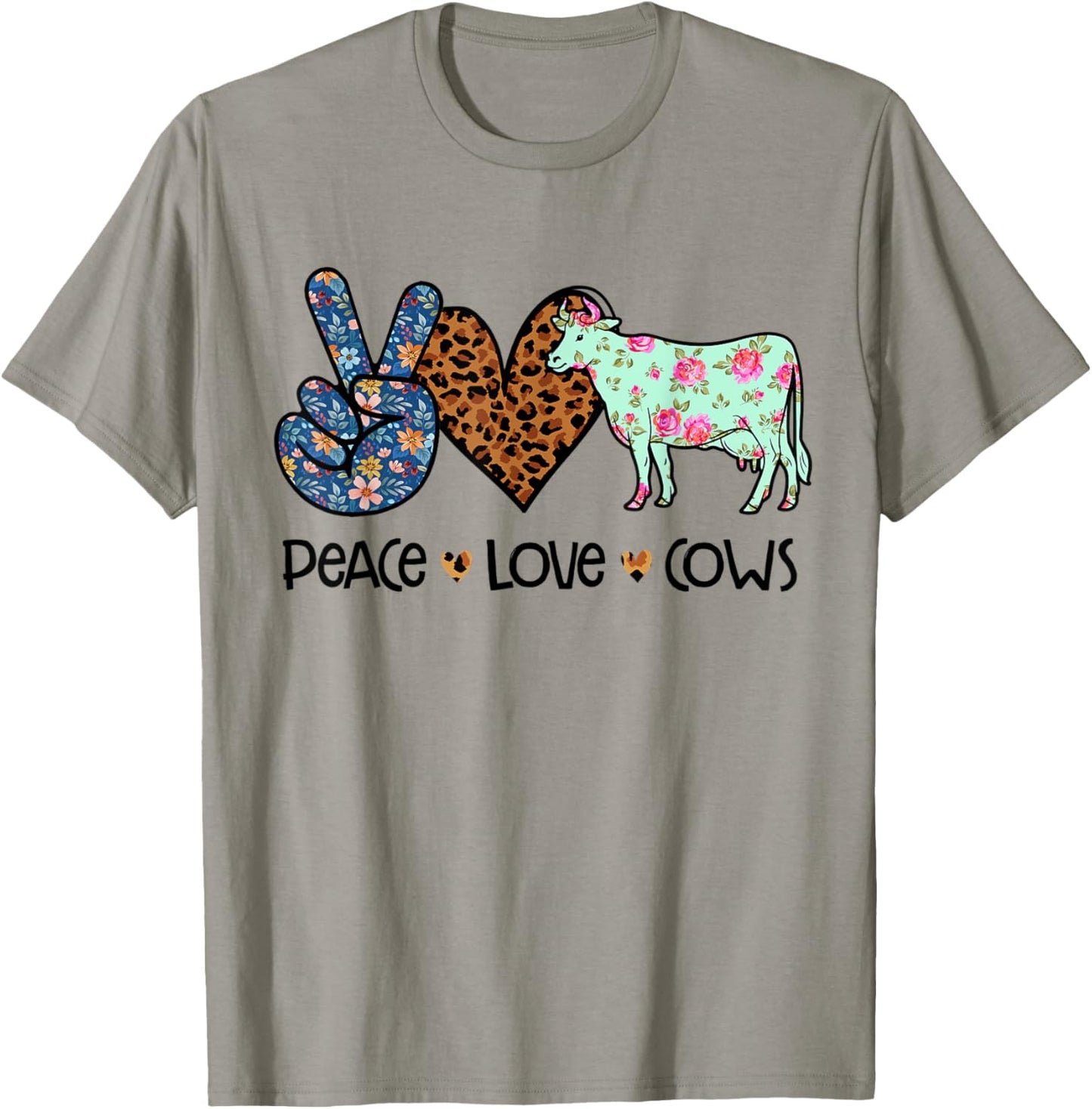 Peace Love Cows Chicken Lover Leopard T-Shirt - T-Shirt | Sand