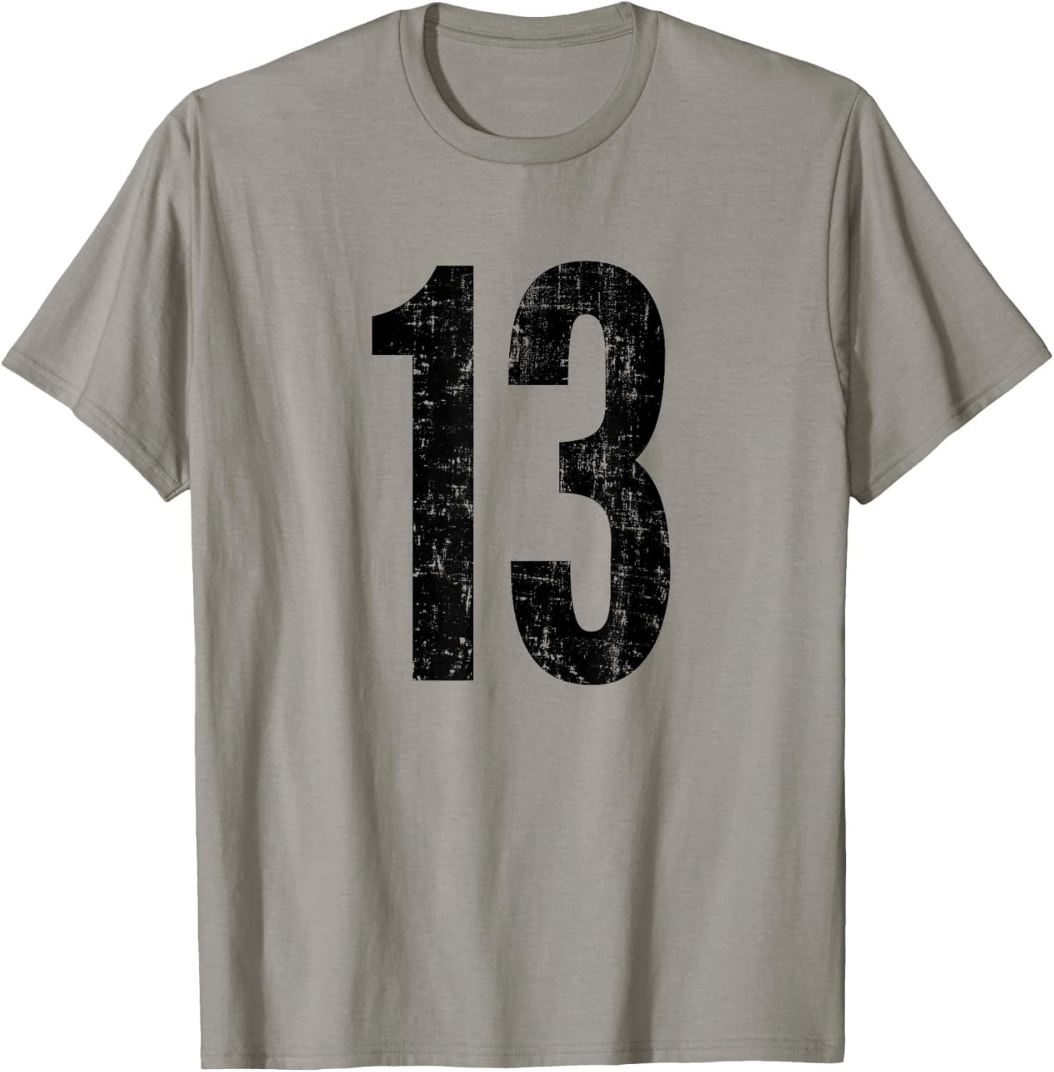Number 13 Distressed Vintage Thirteen Sport Training Team T-Shirt - T-Shirt | Sand