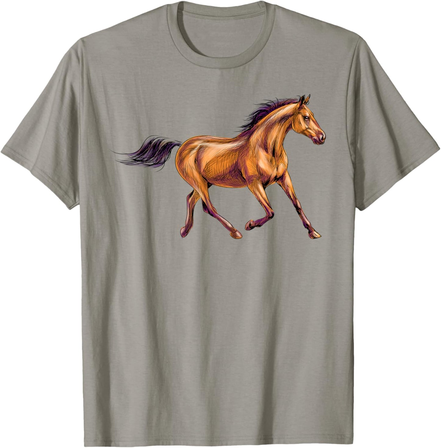 Red black Horses Horseback Riding Horse Lovers Flowers 2021 T-Shirt - T-Shirt | Sand