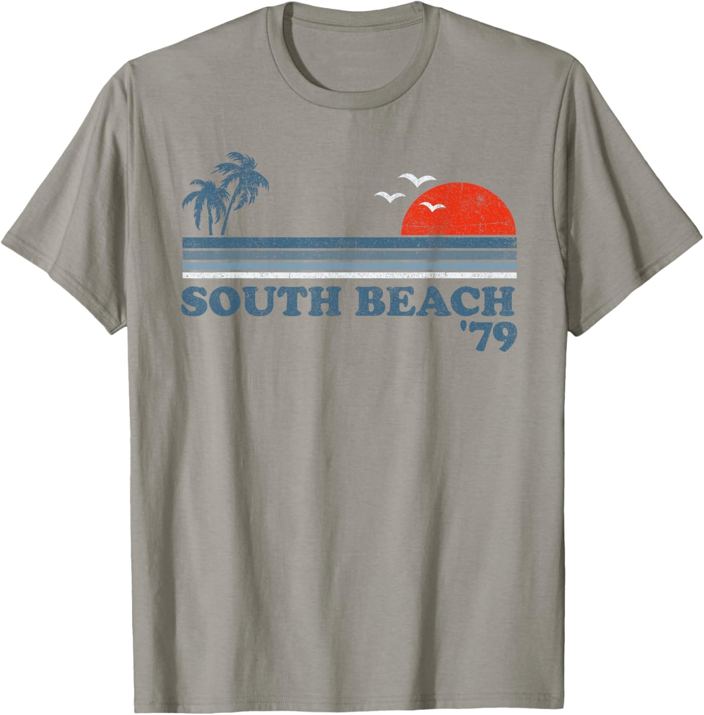 Vintage South Beach Miami Florida Retro Sunset Surf 70s Gift T-Shirt - T-Shirt | Sand
