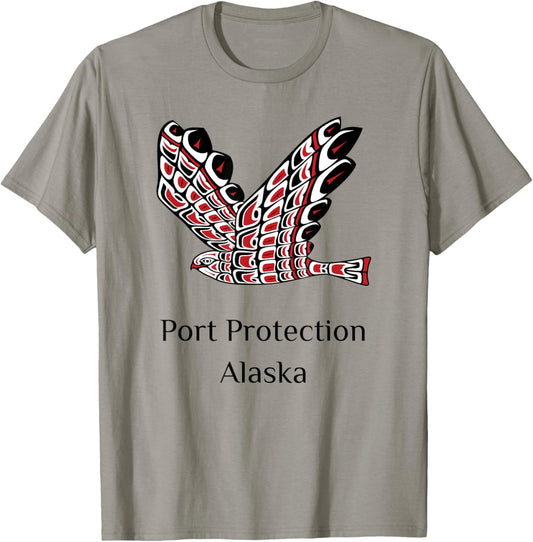 Alaska Port Protection Red Tail Hawk Native American Indian T-Shirt - T-Shirt | Sand
