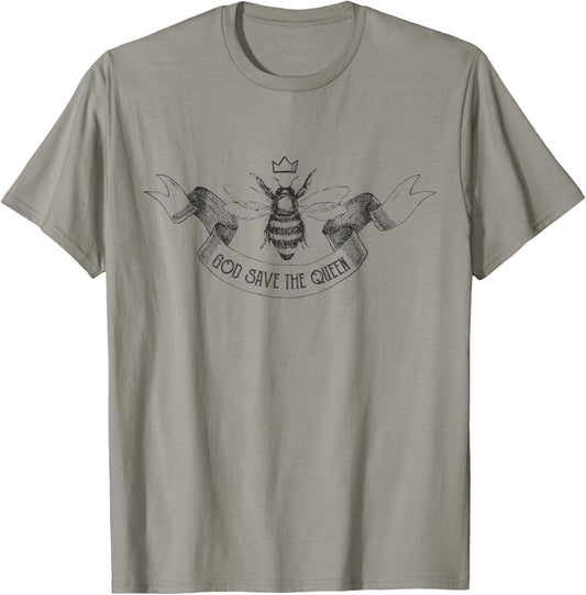 God Save The Queen Funny Bee Keeping Outfit Beekeeper T-Shirt - T-Shirt | Sand
