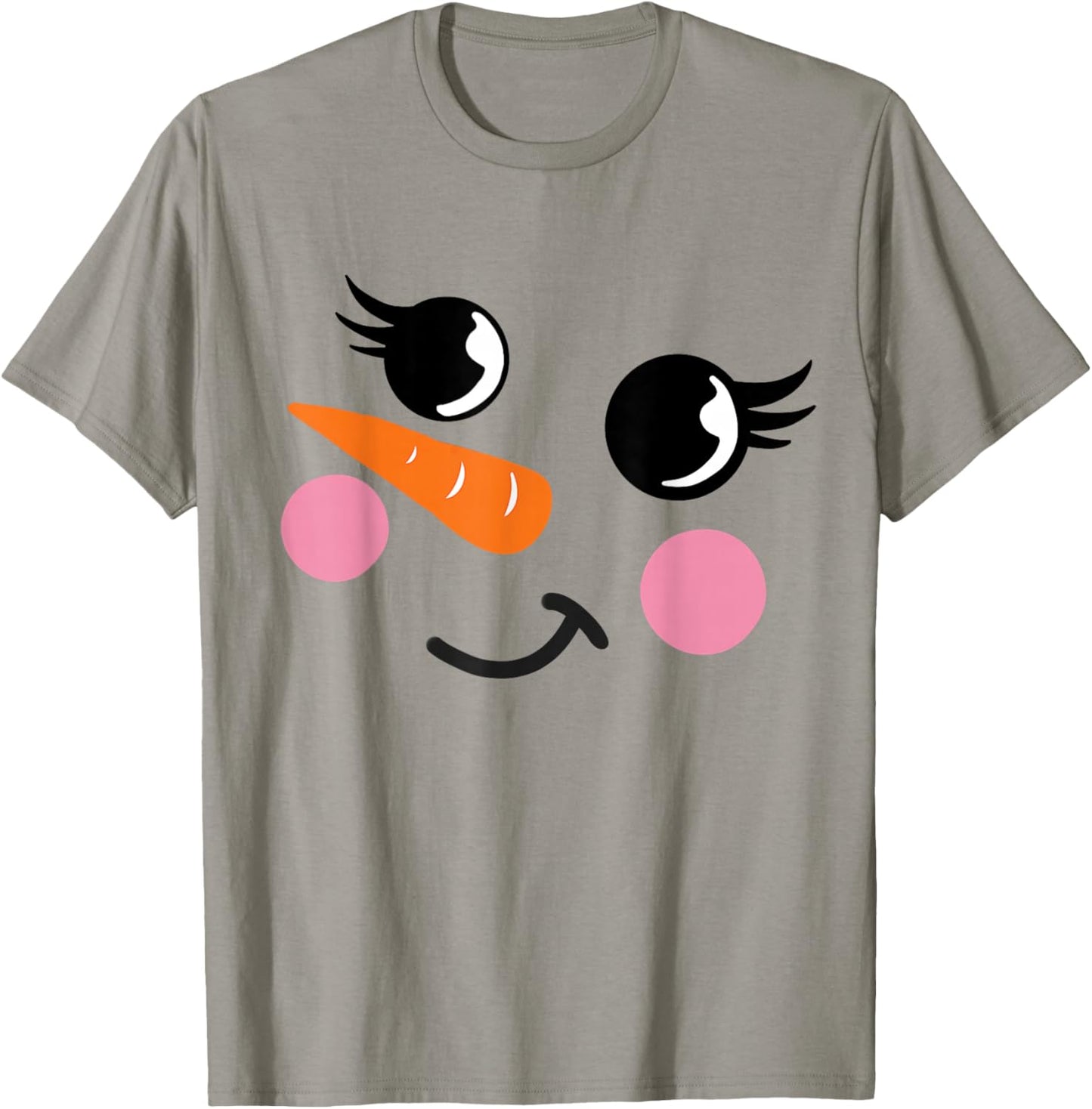 Eyelashes Christmas Outfit Snowman Face Costume Girl Kid T-Shirt - T-Shirt | Sand