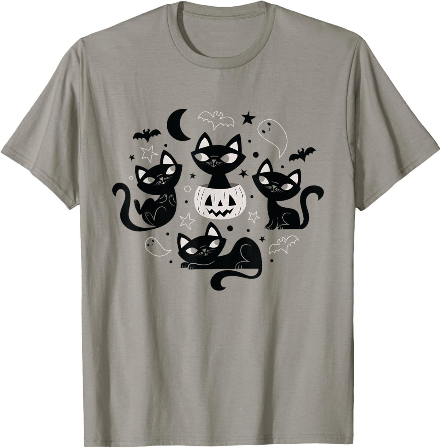 Cute Retro Black Cats Fall Halloween T-Shirt - T-Shirt | Sand