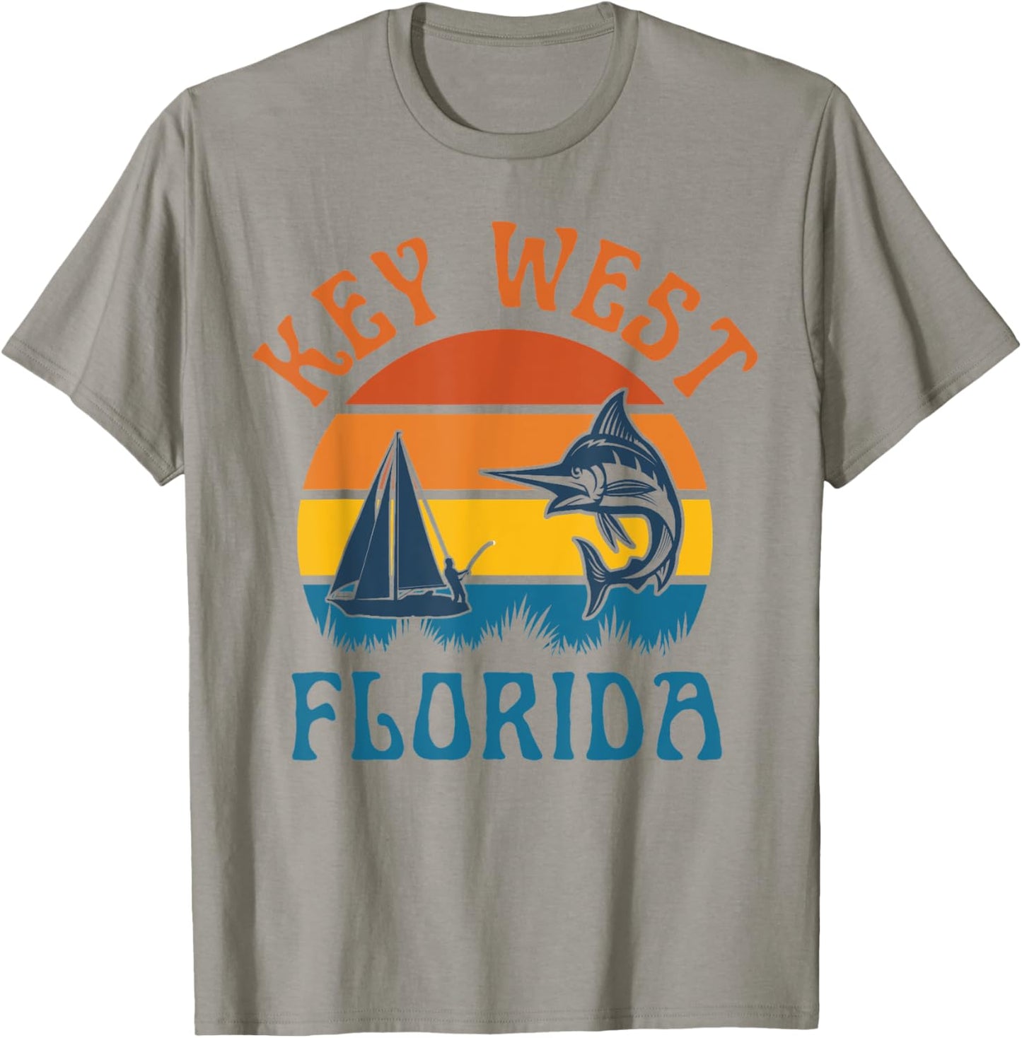 Key West Florida Fishing Marlin Boating Travel Keys Fish T-Shirt - T-Shirt | Sand
