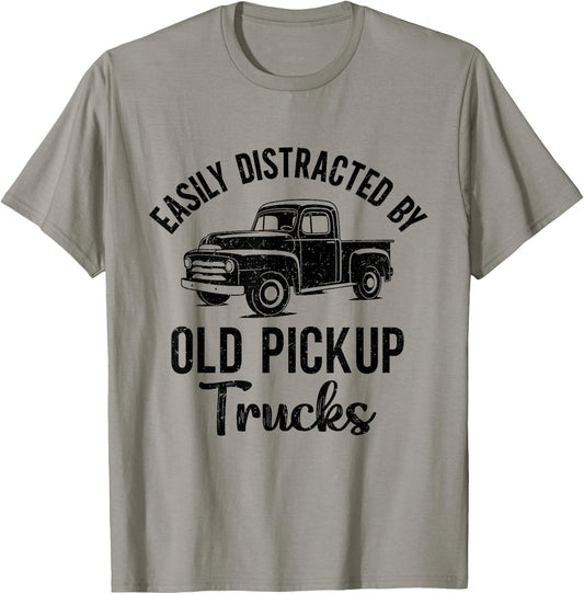 Easily Distracted By Old Pickup Trucks T-Shirt - T-Shirt | Sand