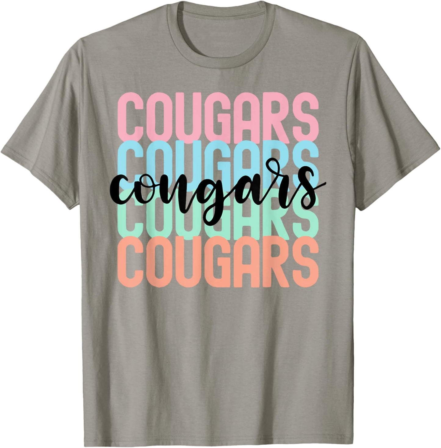 Cougars Team Mascot School Spirit Game Night T-Shirt - T-Shirt | Sand