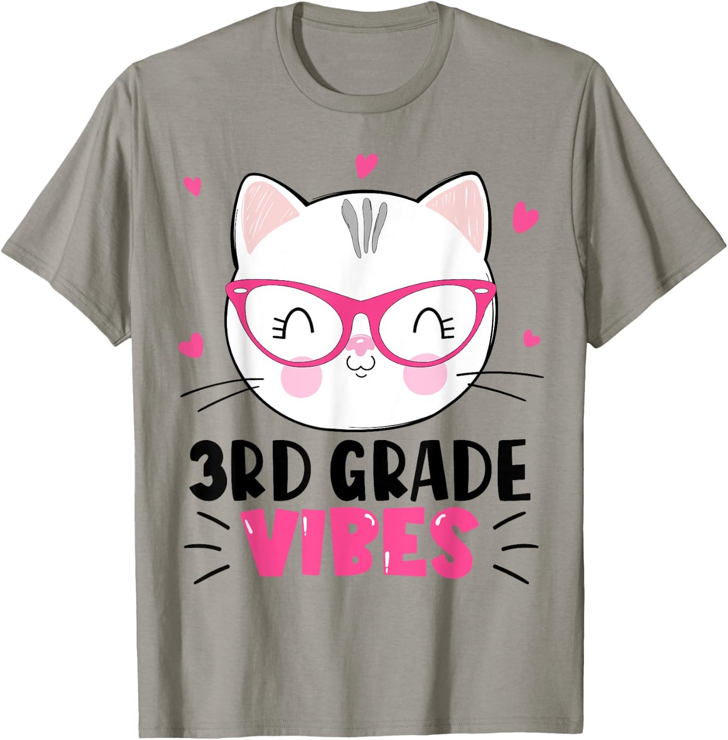 Cute 3rd Grade Vibes Cat Kitten Lover Back To School Girls T-Shirt - T-Shirt | Sand