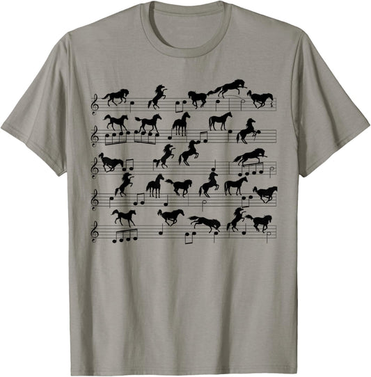 Cute Horse Music Note Clef Gifts For Girls, Boys, Men, Women T-Shirt - T-Shirt | Sand