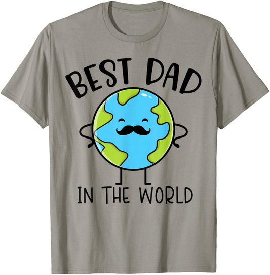 Best Dad In The World Earth Surprise Present Father's Day T-Shirt - T-Shirt | Sand