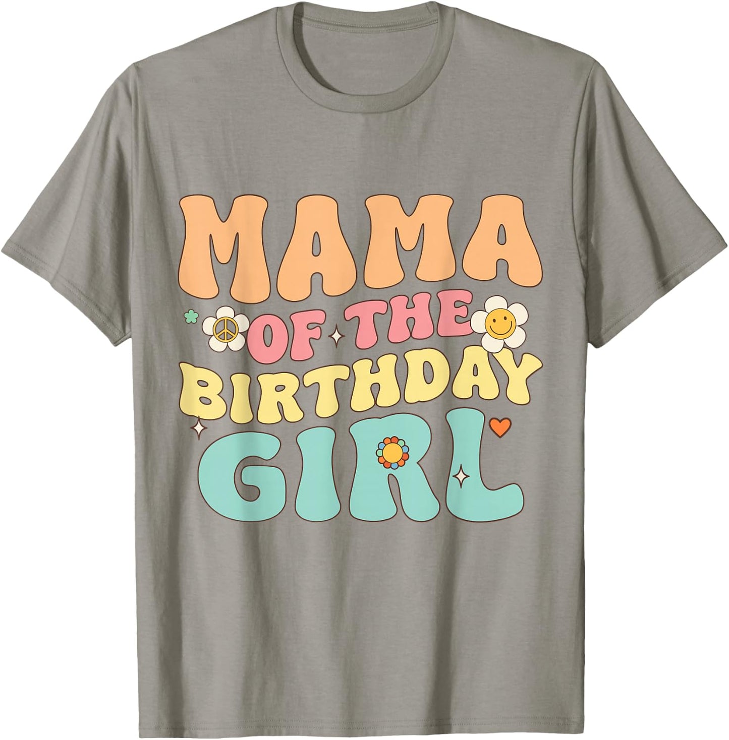 Mama of The Birthday Girl Retro Groovy Themed Aesthetic T-Shirt - T-Shirt | Sand