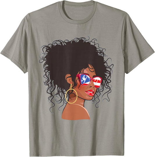 Afro Hair Puerto Rico Women Black Melanin Queen T-Shirt - T-Shirt | Sand
